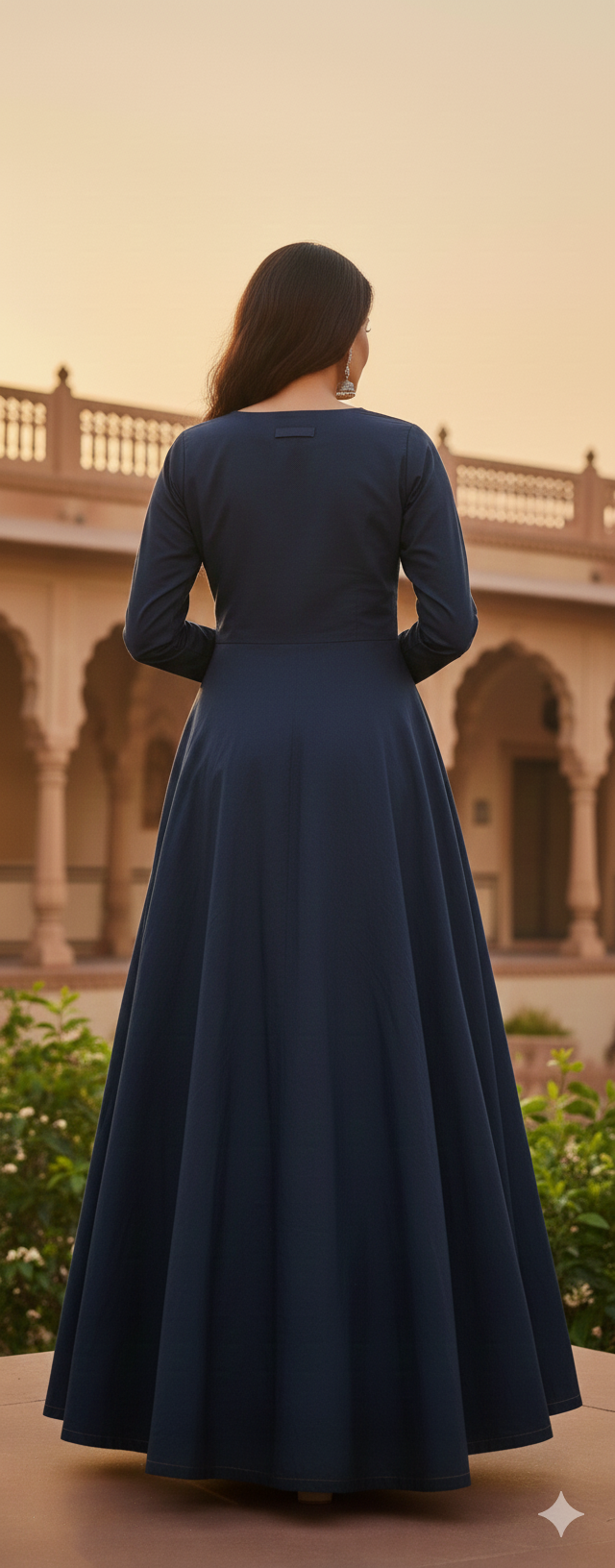 Indo-Western Denim Long Dress for Women & Girls