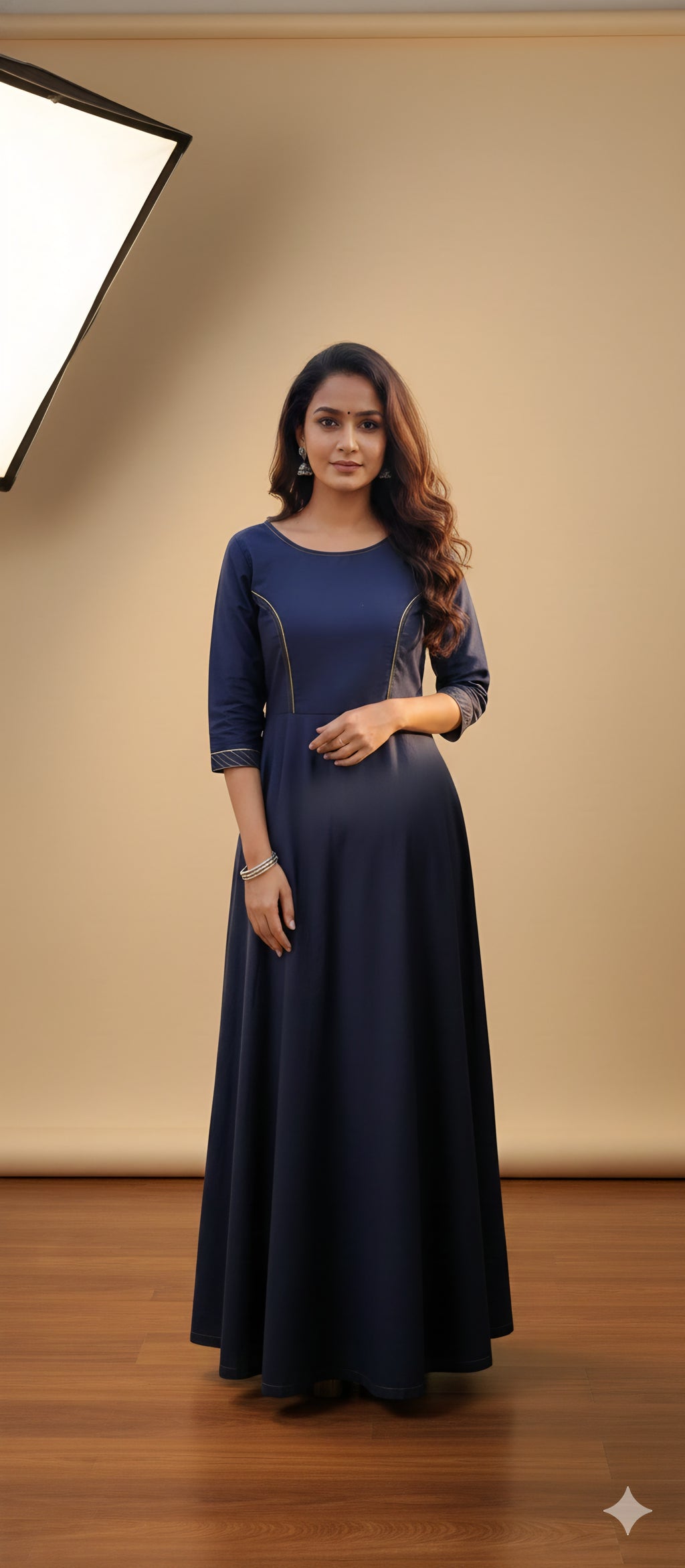 Indo-Western Denim Long Dress for Women & Girls