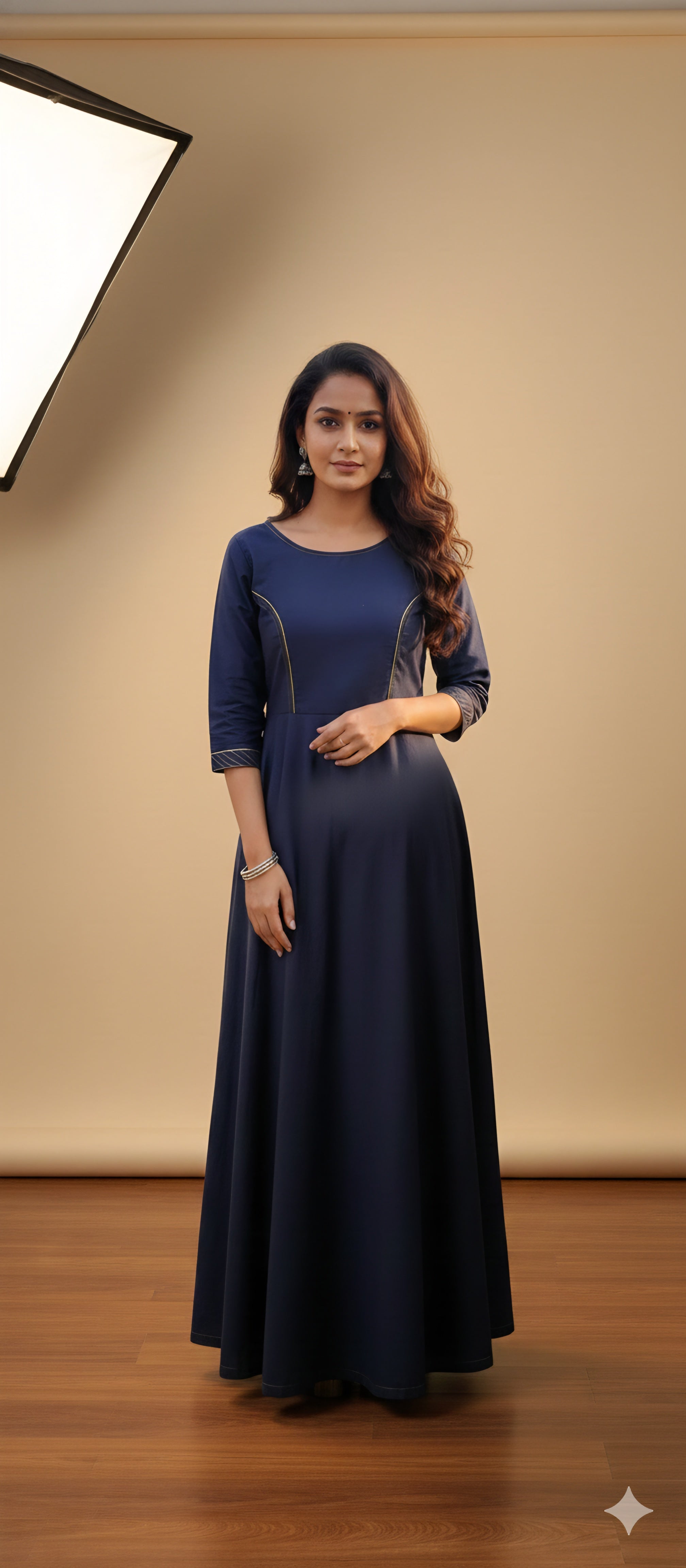 Indo-Western Denim Long Dress for Women & Girls