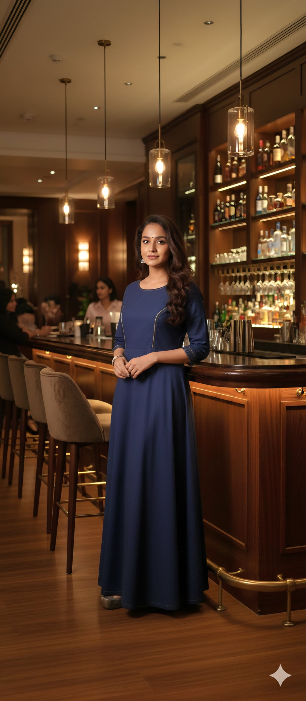 Indo-Western Denim Long Dress for Women & Girls