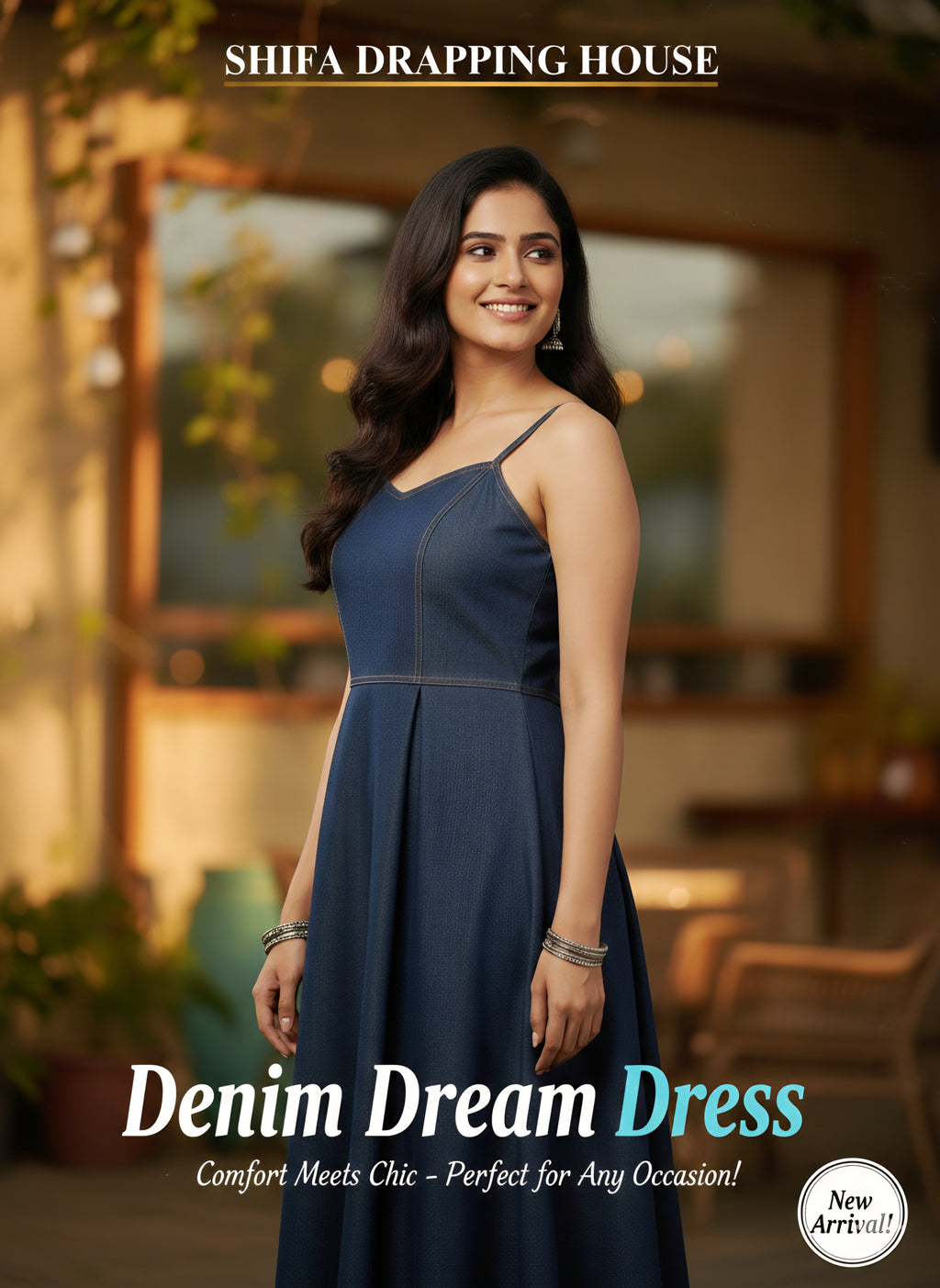 Summer Special Denim Fit & Flare Dress with Adjustable Straps