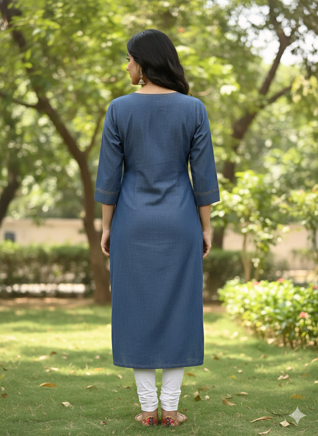 Premium Women's Indigo Blue Denim Straight Kurti - Classic Casual Wear