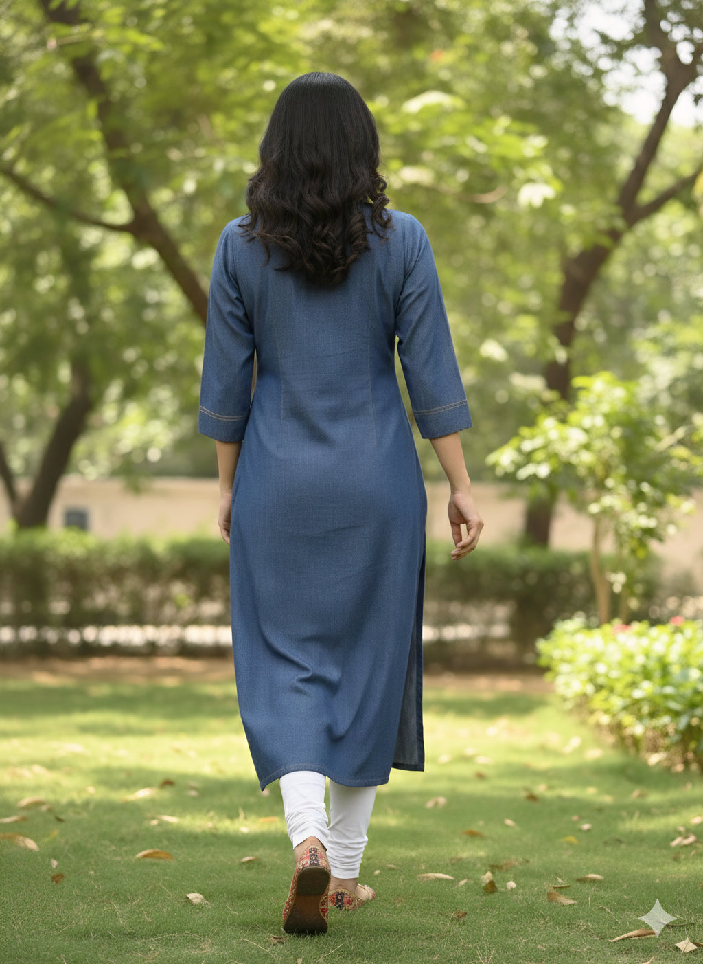 Premium Women's Indigo Blue Denim Straight Kurti - Classic Casual Wear