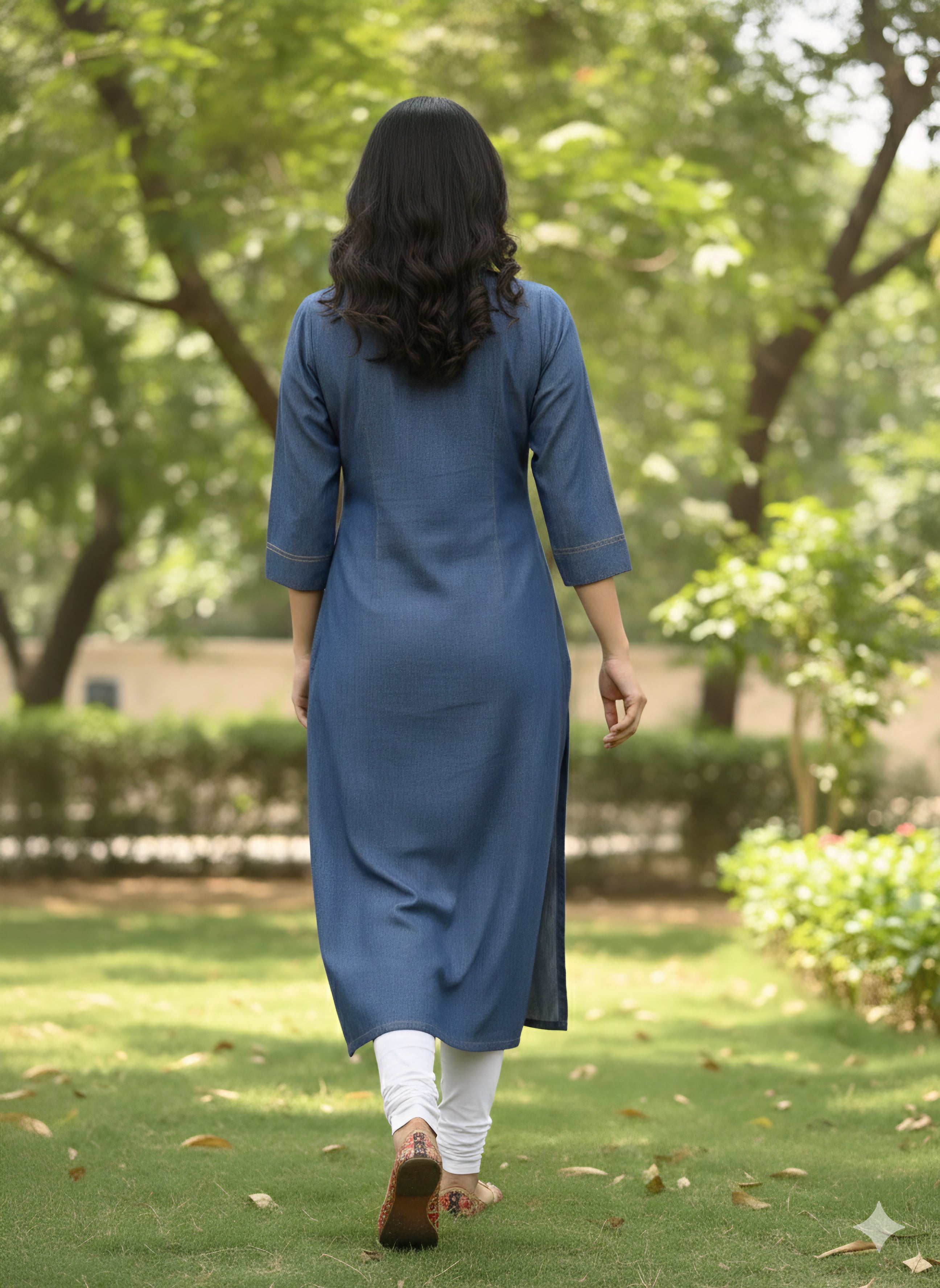 Premium Women's Indigo Blue Denim Straight Kurti - Classic Casual Wear