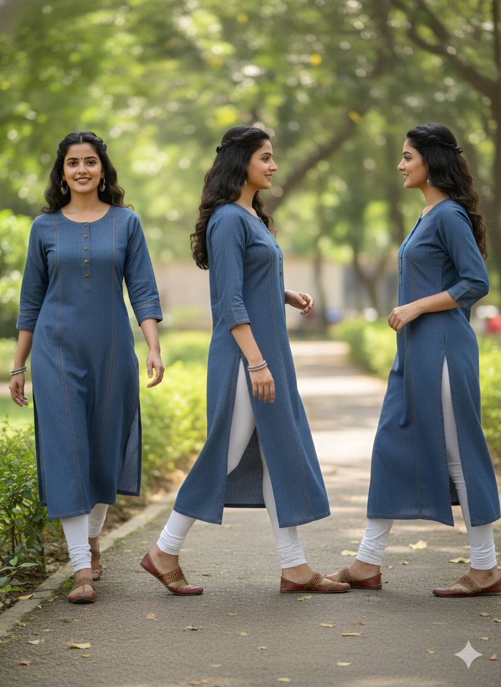 Premium Women's Indigo Blue Denim Straight Kurti - Classic Casual Wear