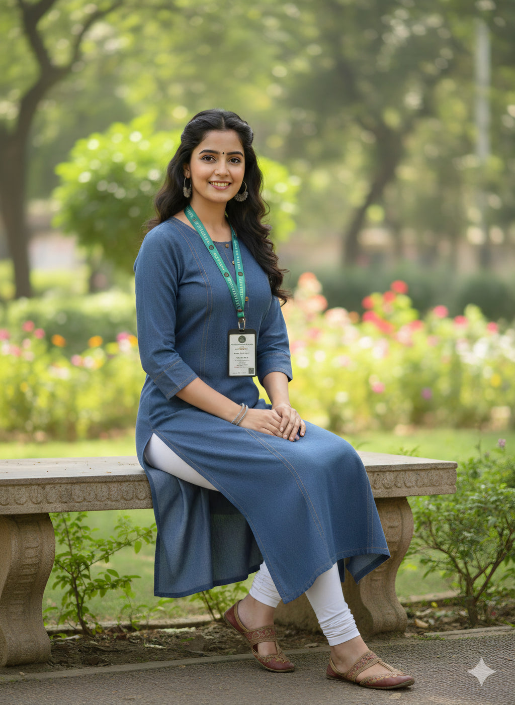 Premium Women's Indigo Blue Denim Straight Kurti - Classic Casual Wear