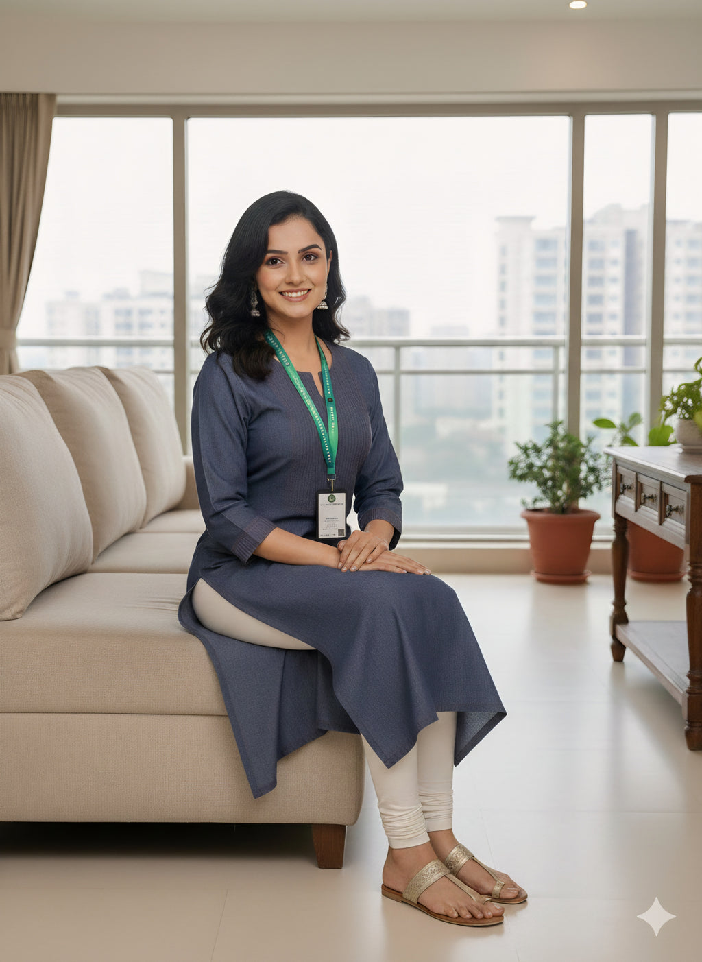 Elegant Denim Straight Kurti - Pintuck Yoke Design.Indigo Blue Cotton Denim Kurti for Women | Office & Casual Wear