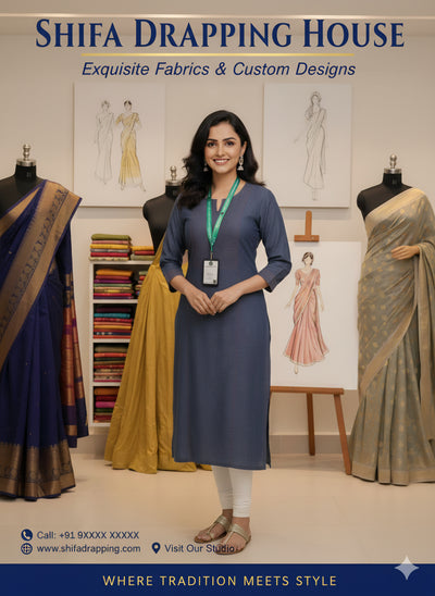 Elegant Denim Straight Kurti - Pintuck Yoke Design.Indigo Blue Cotton Denim Kurti for Women | Office & Casual Wear