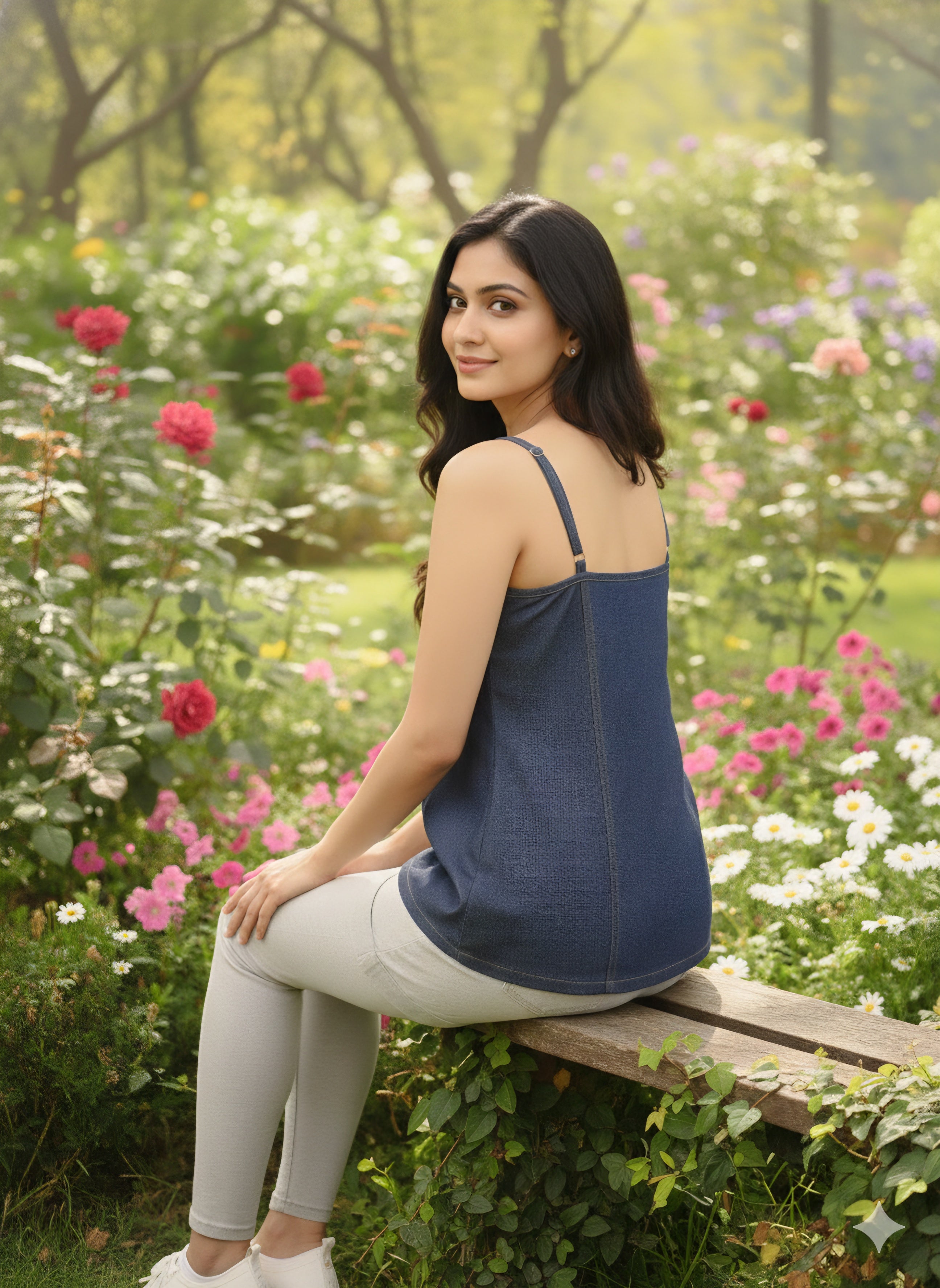 Premium Dark Wash Denim Spaghetti Strap Top - Stylish Slim Fit Camisole