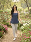 Premium Dark Wash Denim Spaghetti Strap Top - Stylish Slim Fit Camisole
