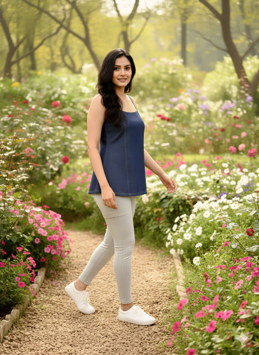 Premium Dark Wash Denim Spaghetti Strap Top - Stylish Slim Fit Camisole