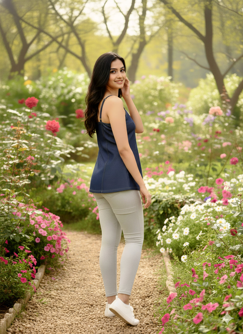 Premium Dark Wash Denim Spaghetti Strap Top - Stylish Slim Fit Camisole