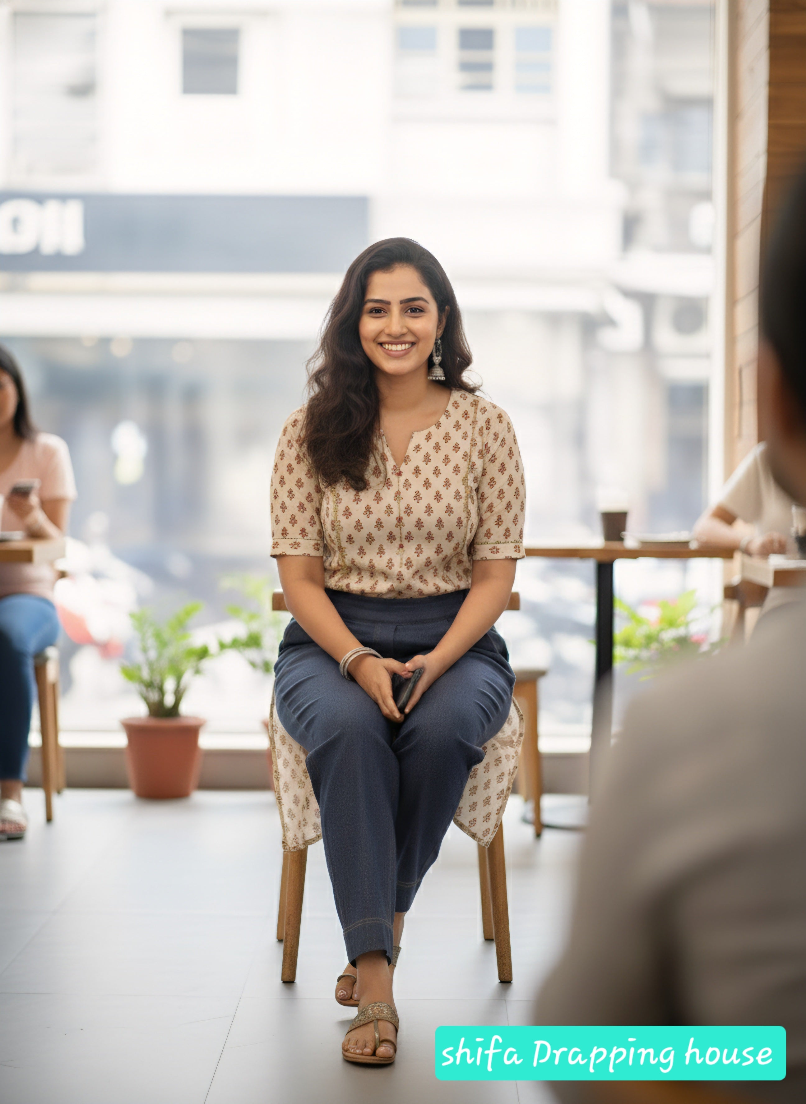 Shifa Drapping House Exclusive: High-Waist Denim Pleated Pants