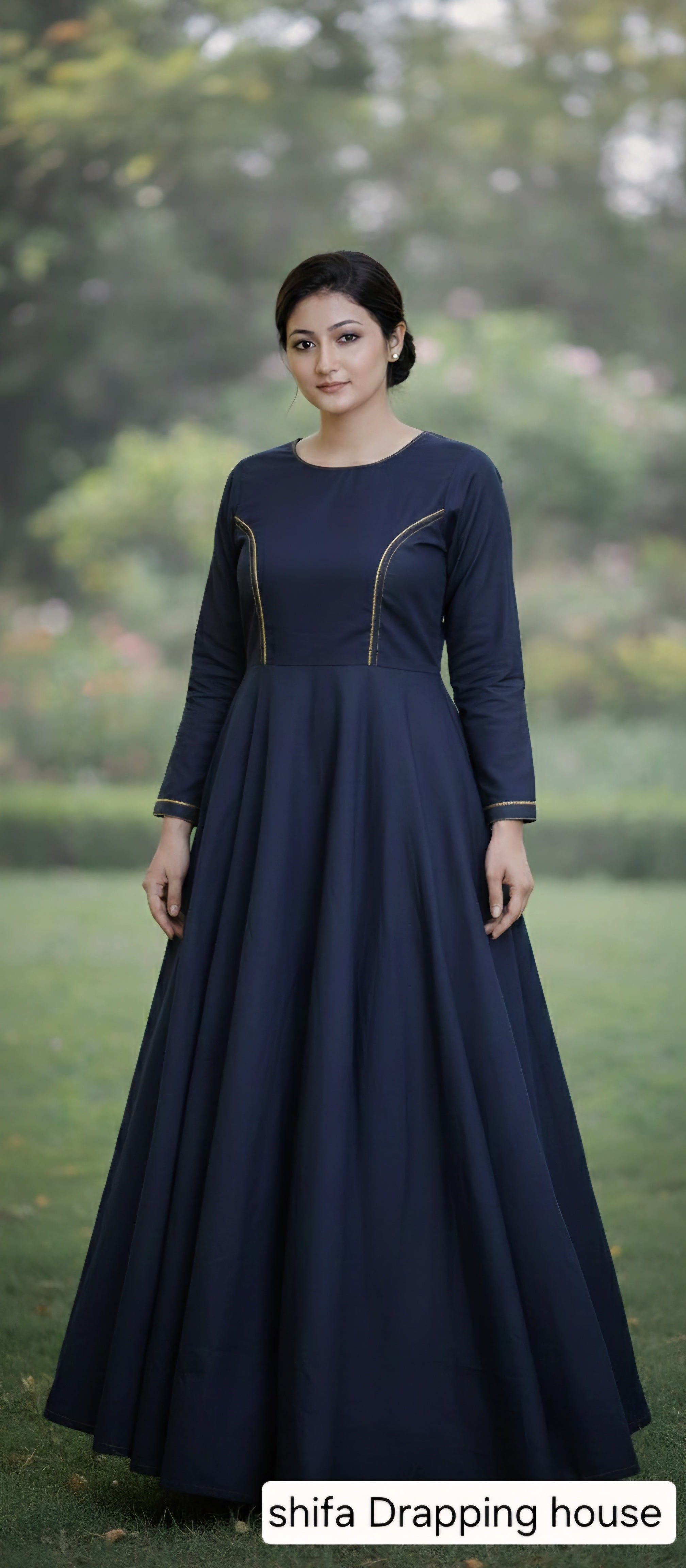 Indo-Western Denim Long Dress for Women & Girls