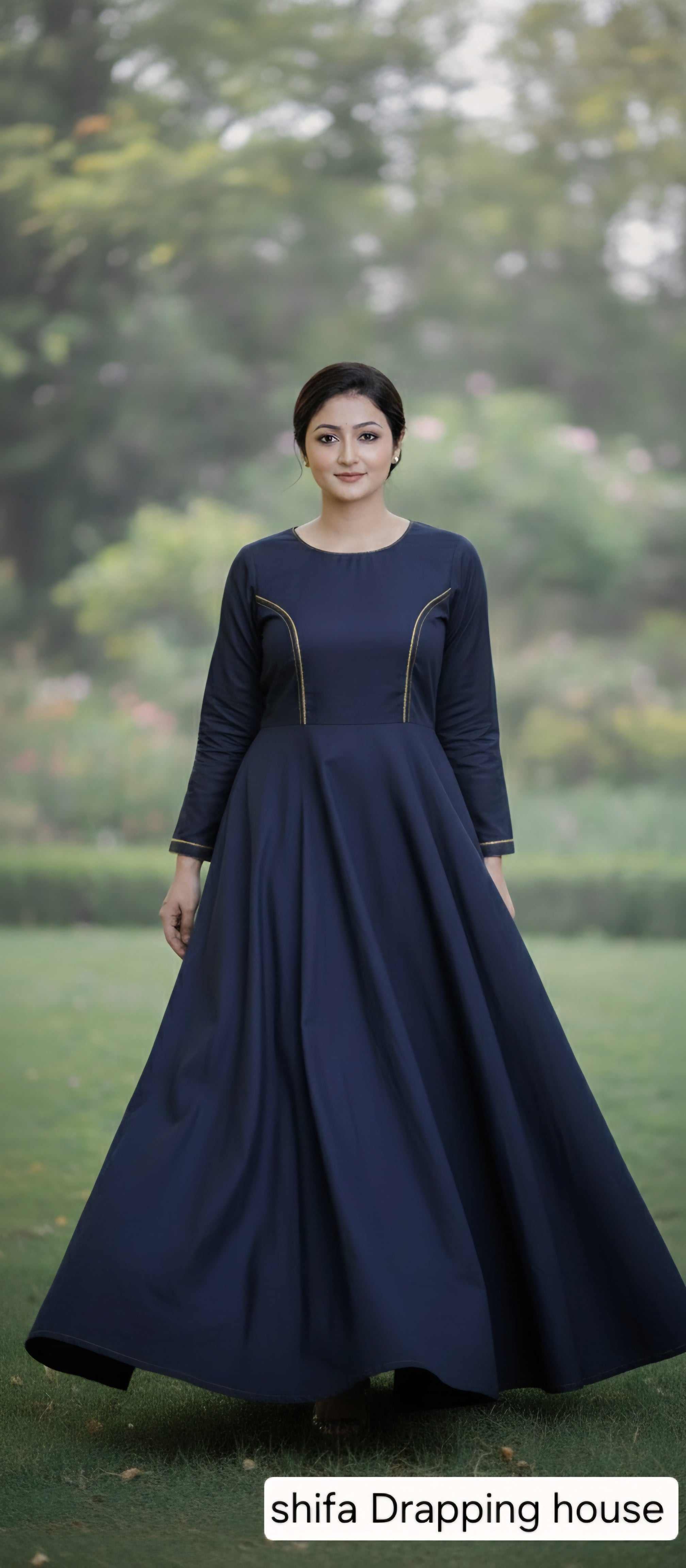 Indo-Western Denim Long Dress for Women & Girls
