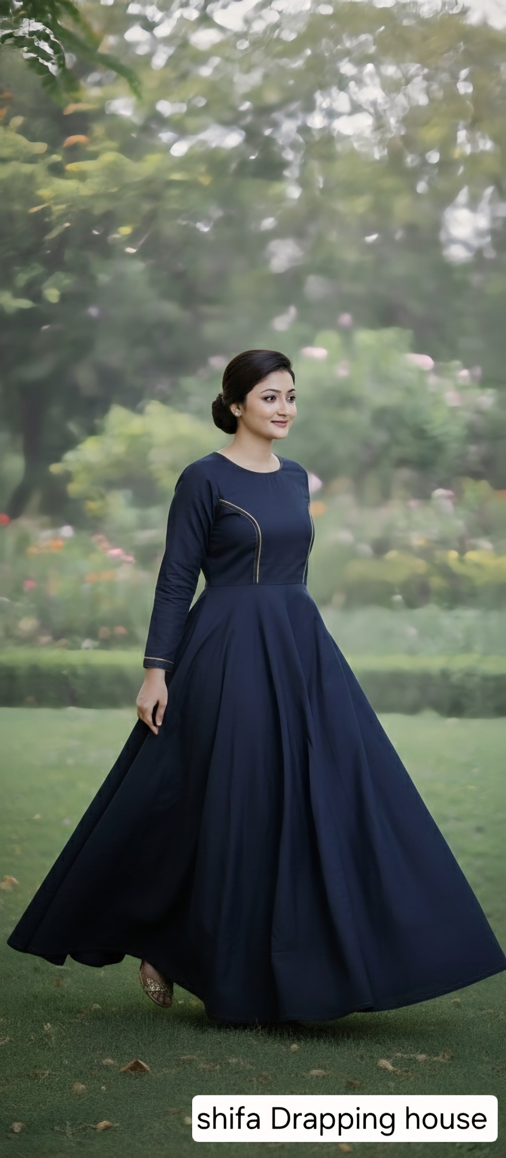 Indo-Western Denim Long Dress for Women & Girls