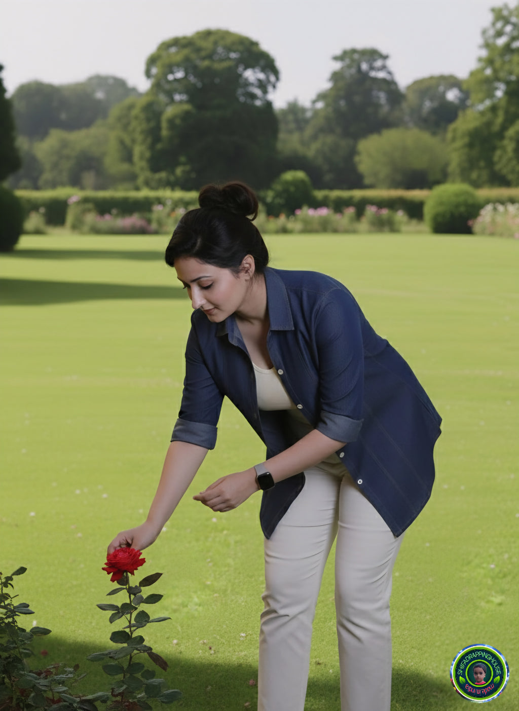 ShifaDrappinghouse.Versatile Indigo Denim Tunic Shirt with Contrast Stitching