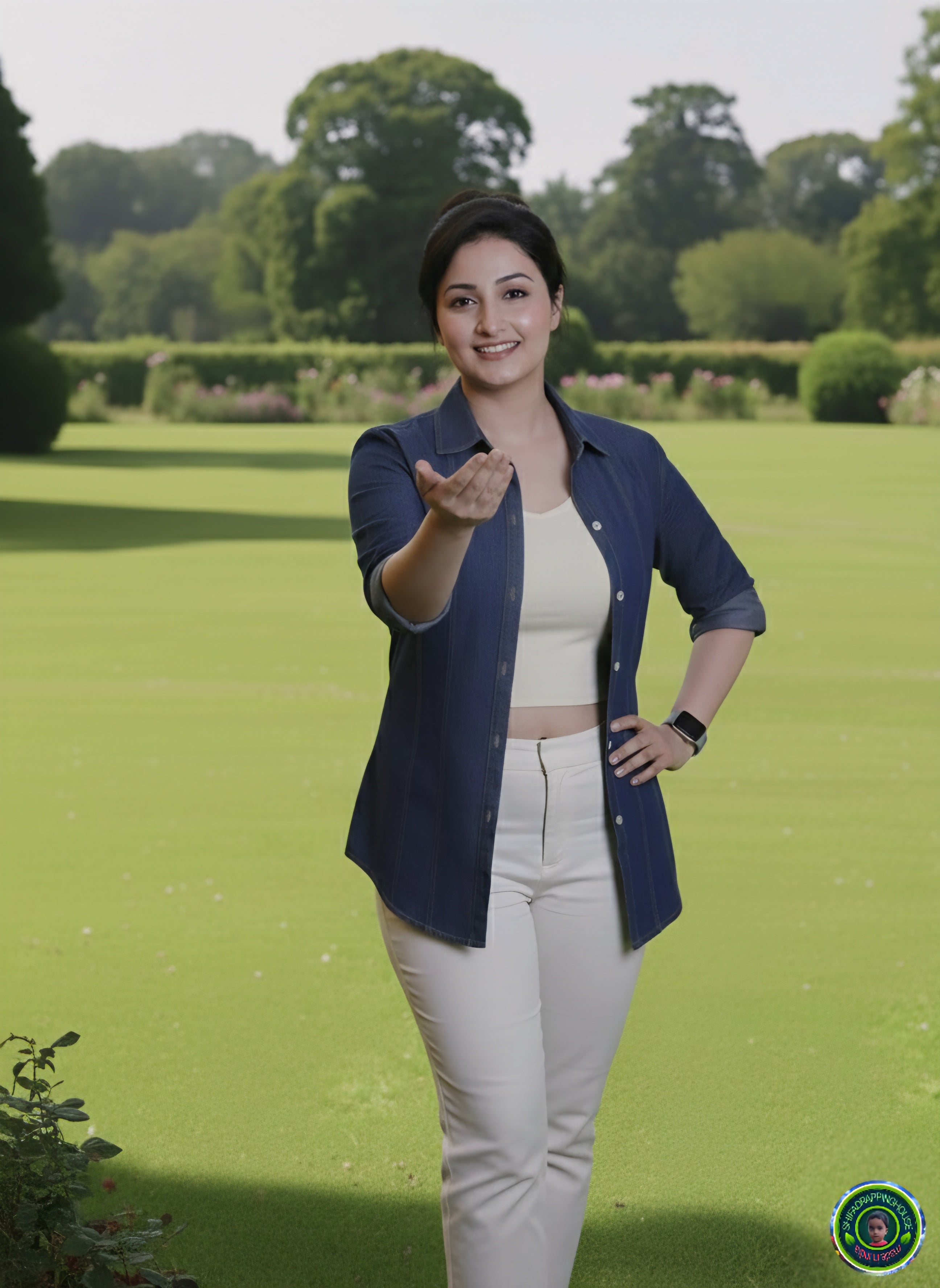 ShifaDrappinghouse.Versatile Indigo Denim Tunic Shirt with Contrast Stitching