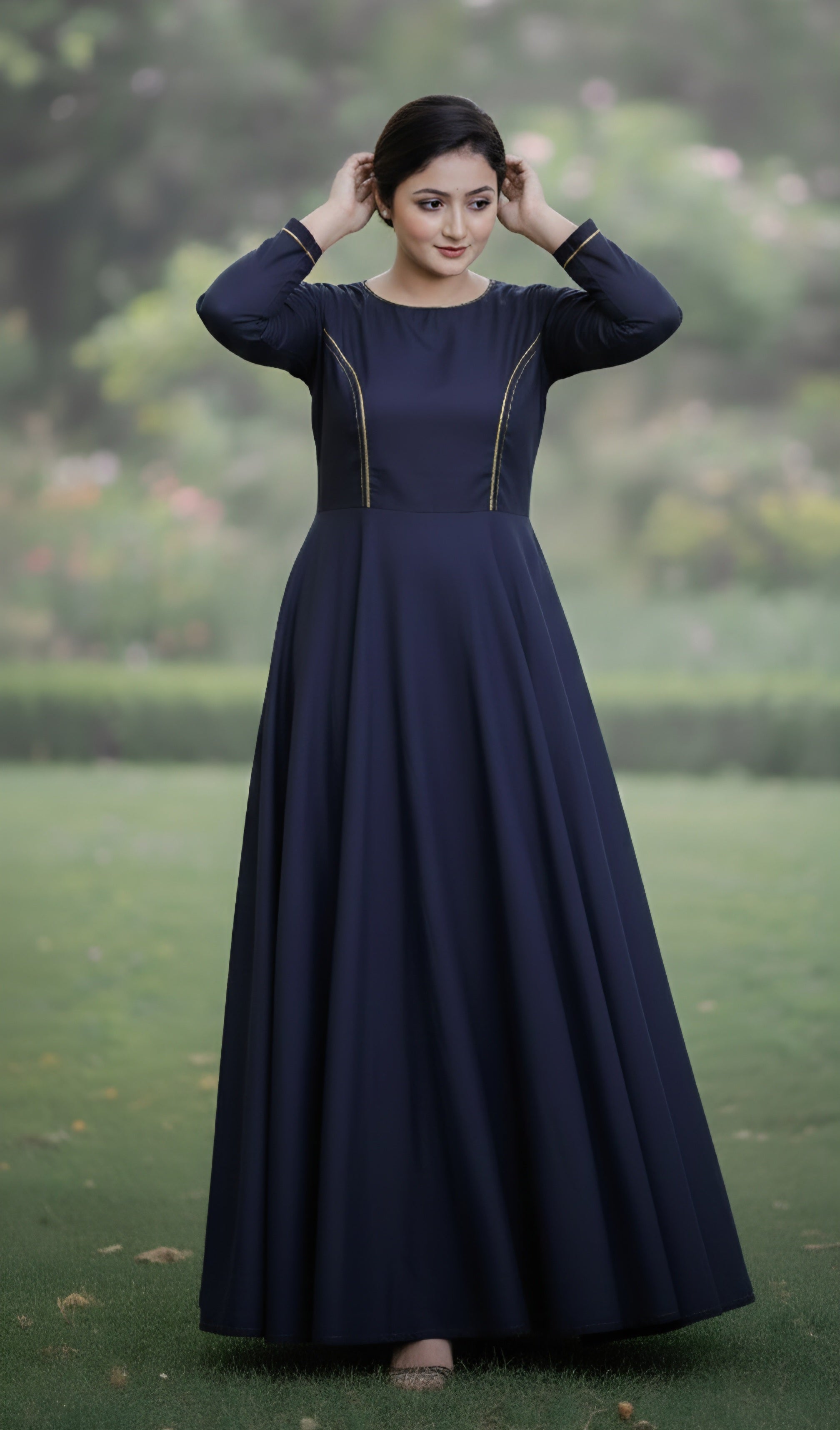 Indo-Western Denim Long Dress for Women & Girls