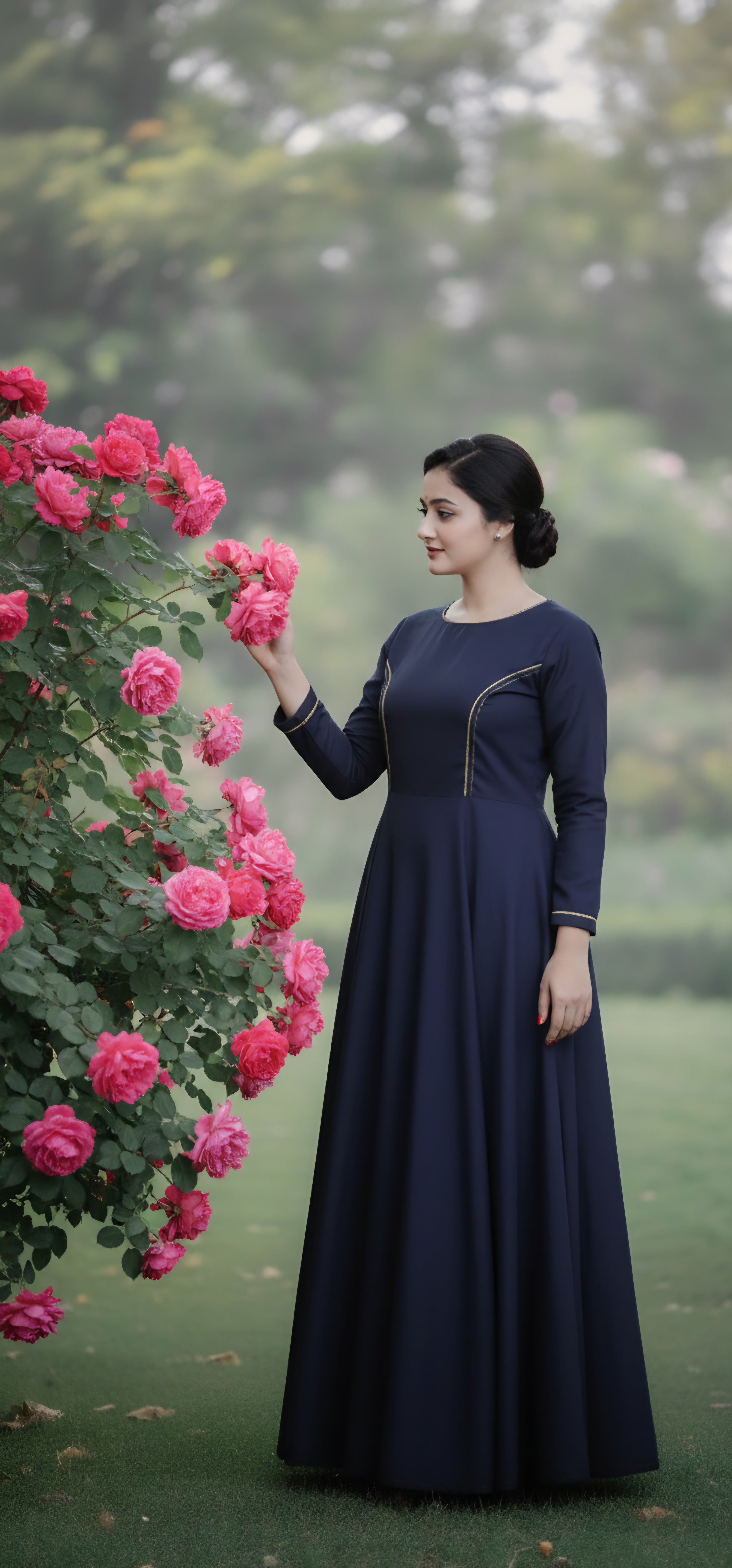 Indo-Western Denim Long Dress for Women & Girls