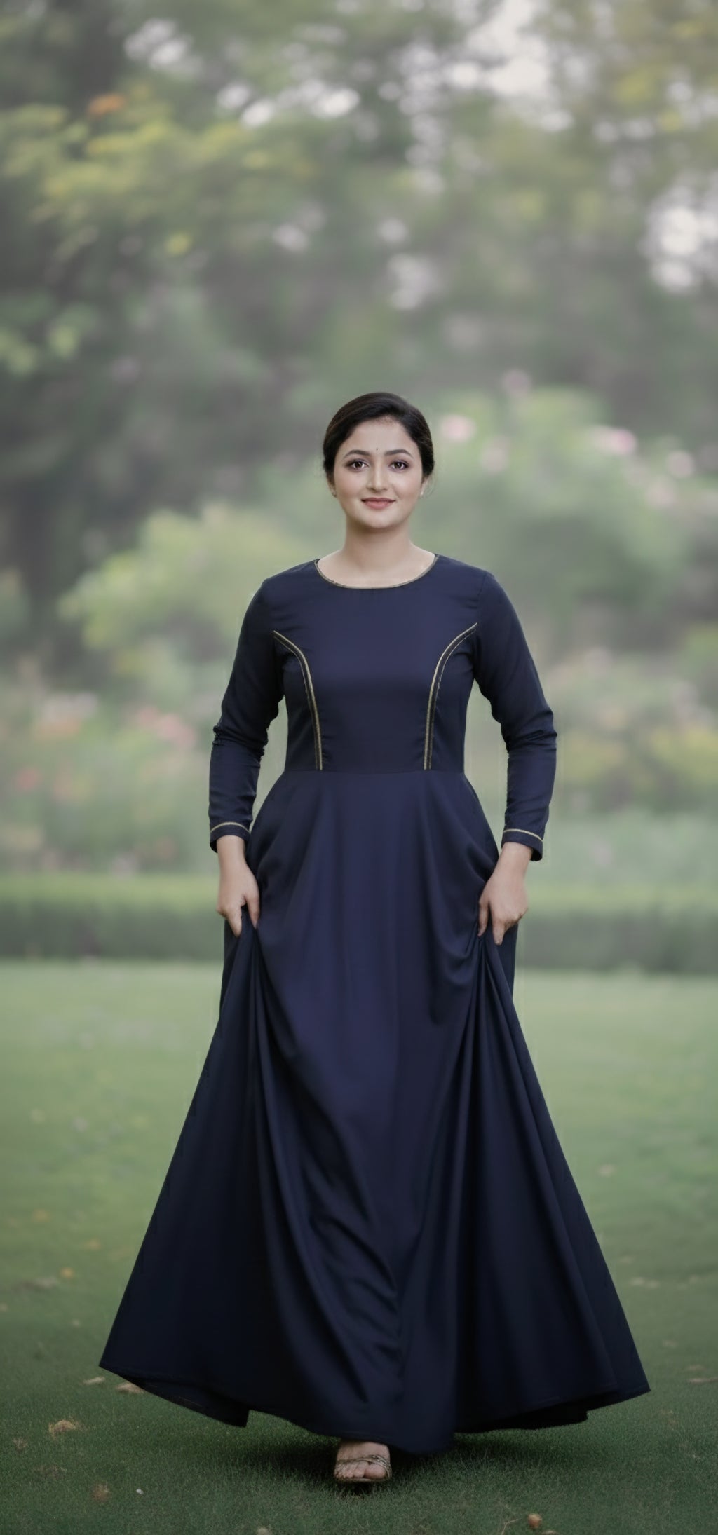 Indo-Western Denim Long Dress for Women & Girls
