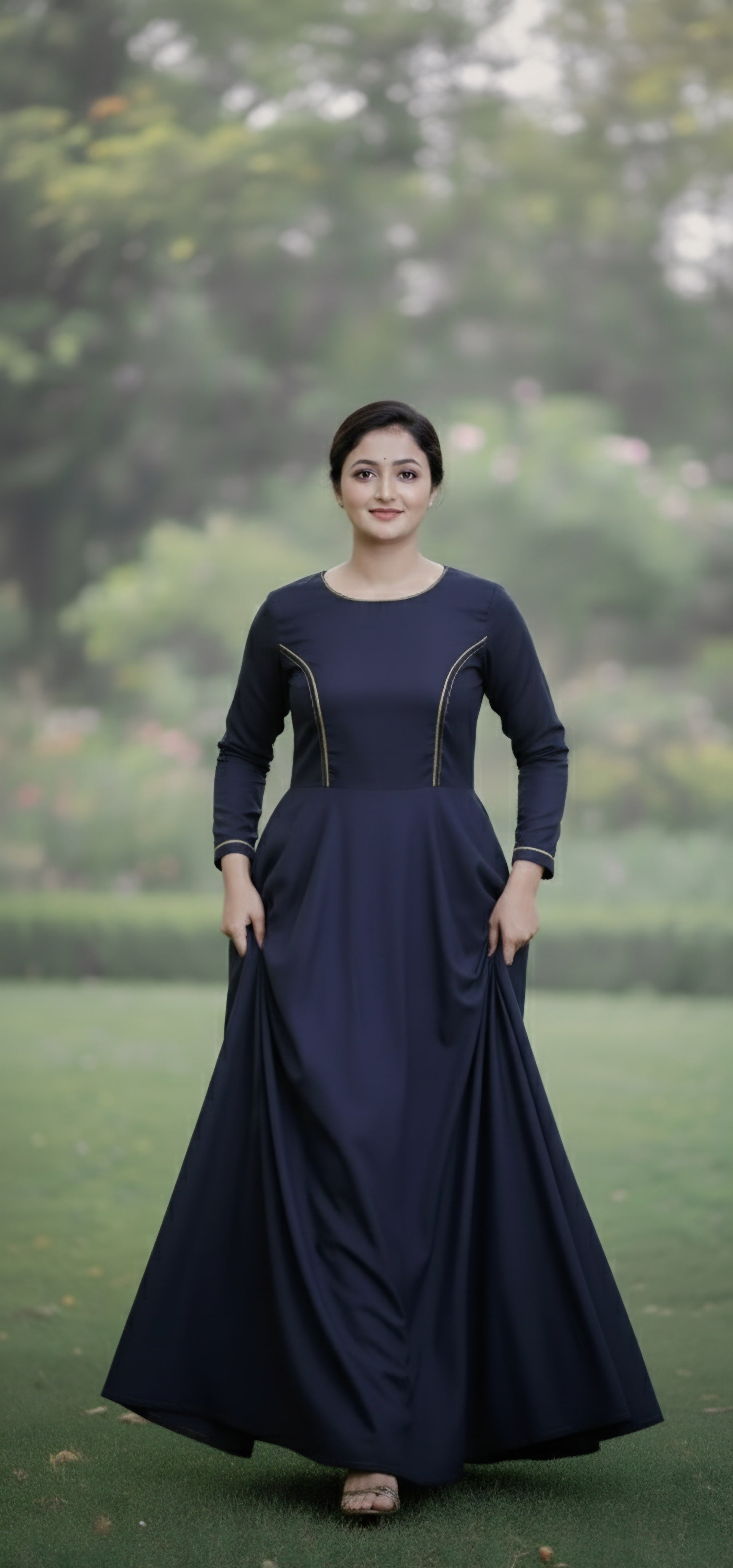 Indo-Western Denim Long Dress for Women & Girls