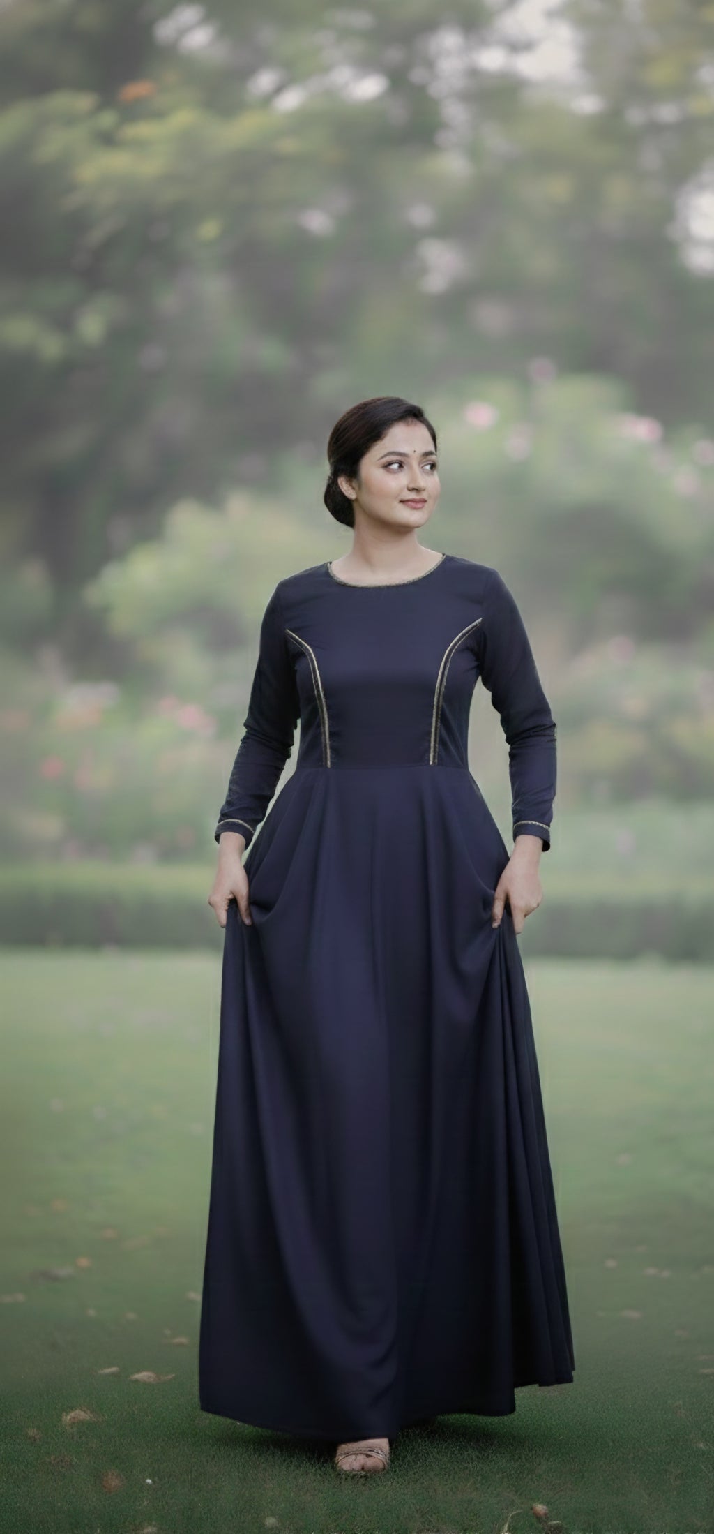 Indo-Western Denim Long Dress for Women & Girls