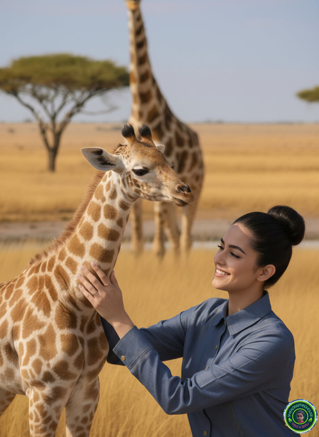 Luxury Gold-Stitched Denim Tunic | Premium Artisanal Craftsmanship