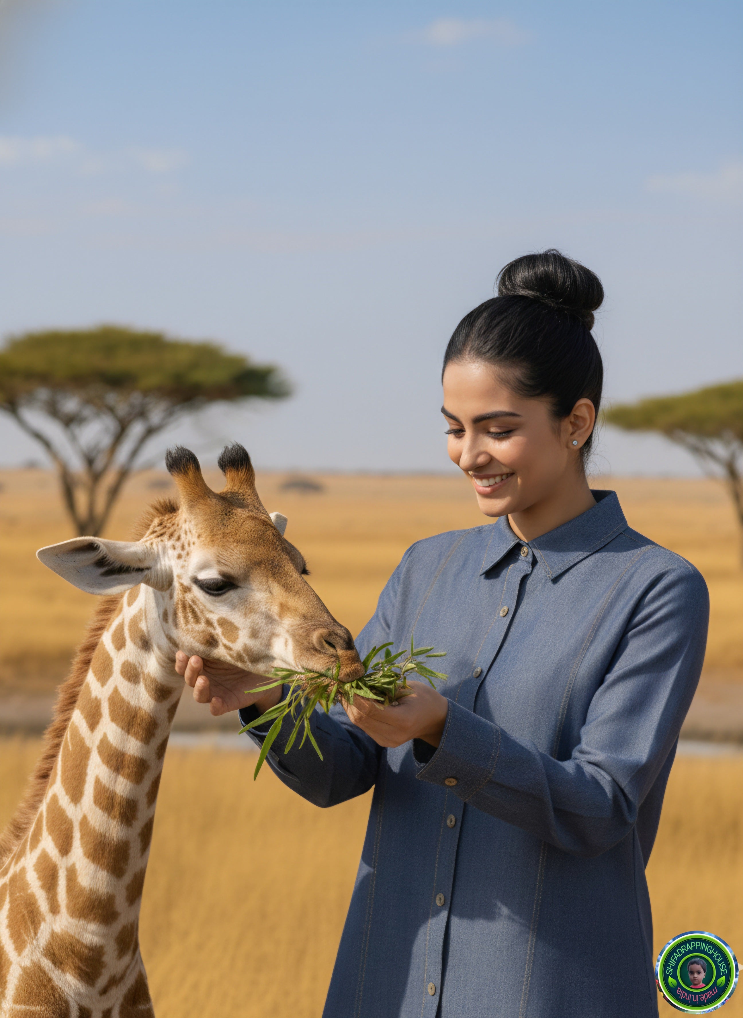 Luxury Gold-Stitched Denim Tunic | Premium Artisanal Craftsmanship