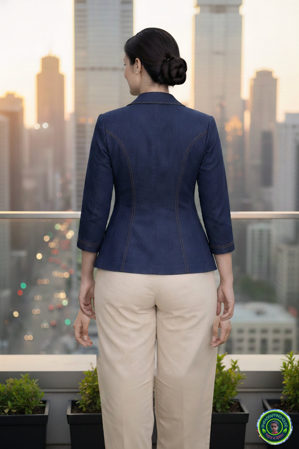 Royal Gold-Stitched Denim Jacket | Tailored Princes-Line