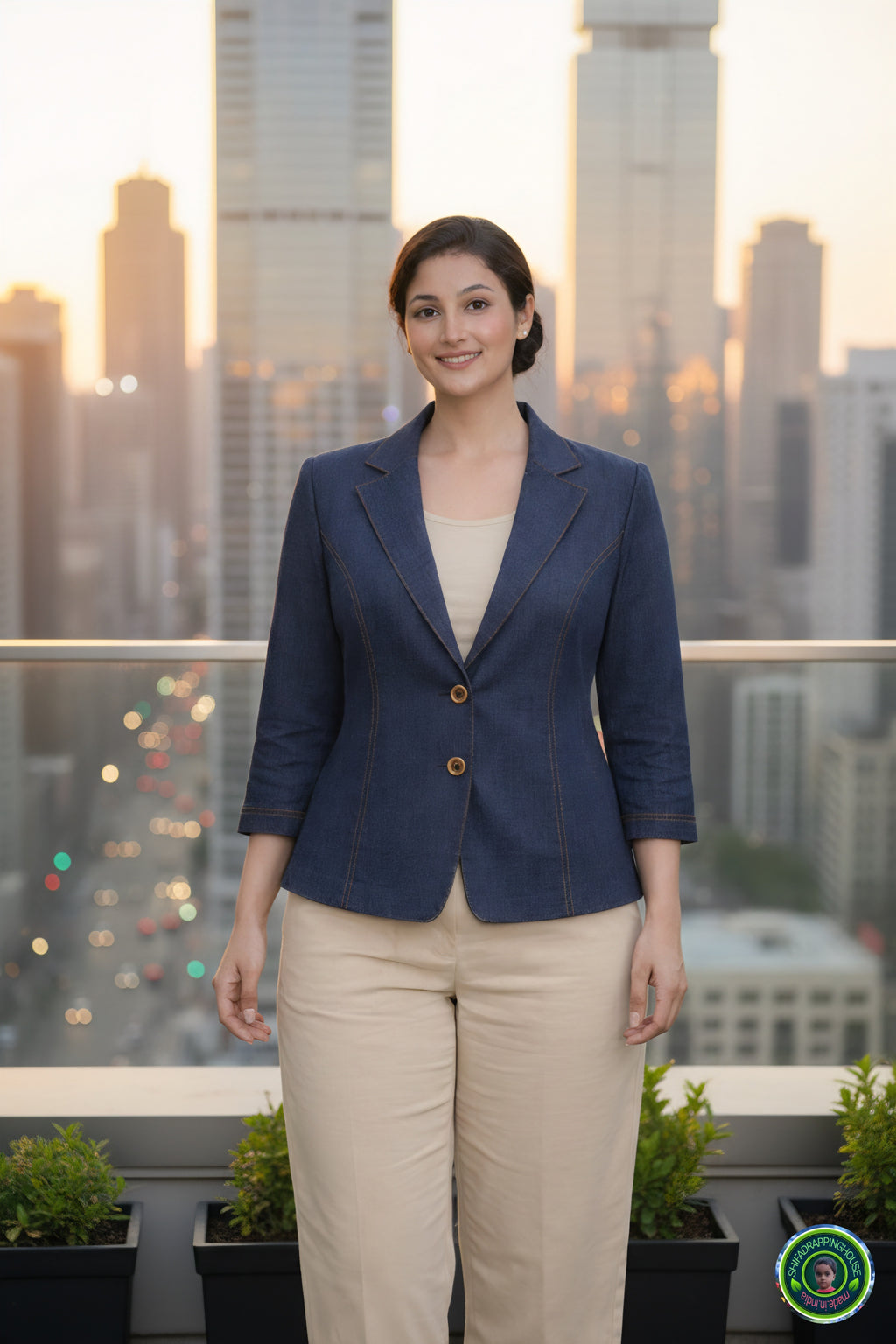 Royal Gold-Stitched Denim Jacket | Tailored Princes-Line