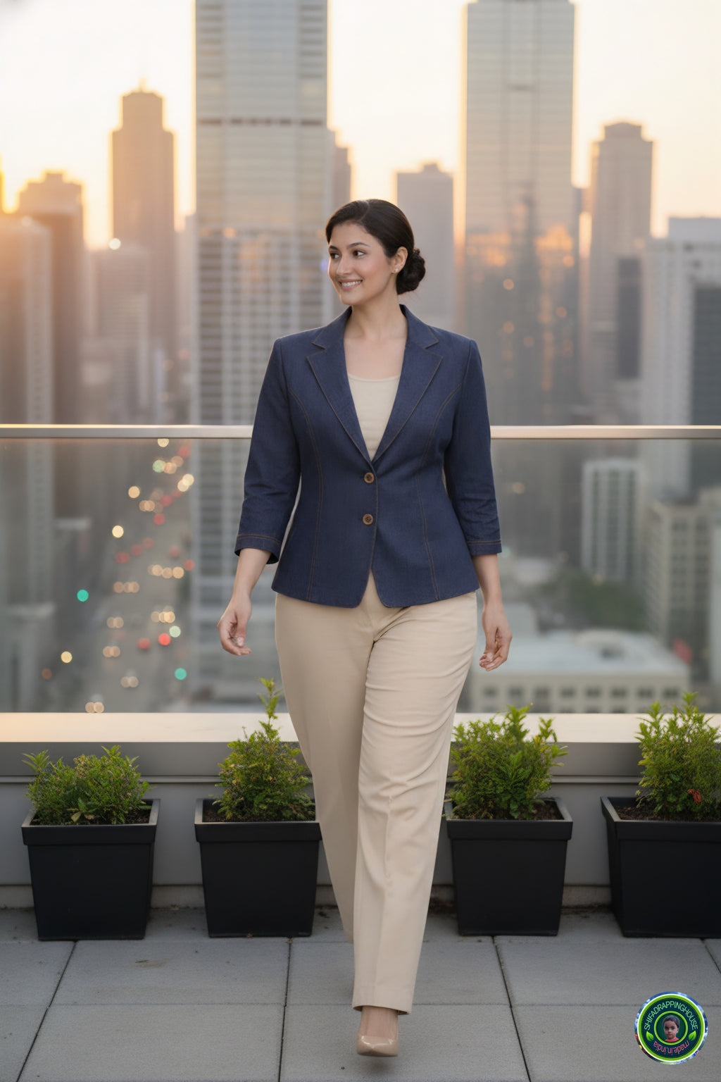 Royal Gold-Stitched Denim Jacket | Tailored Princes-Line