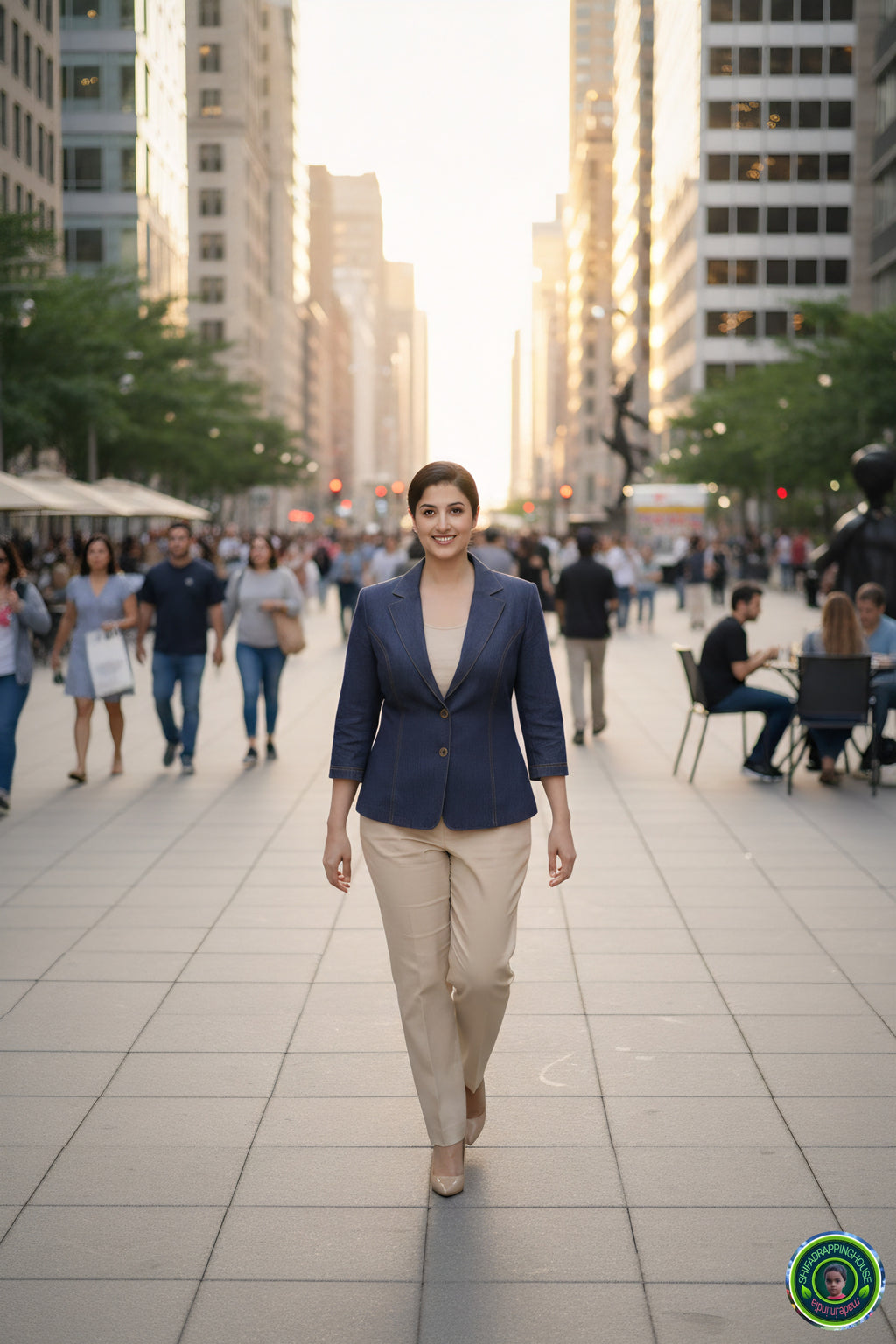 Royal Gold-Stitched Denim Jacket | Tailored Princes-Line