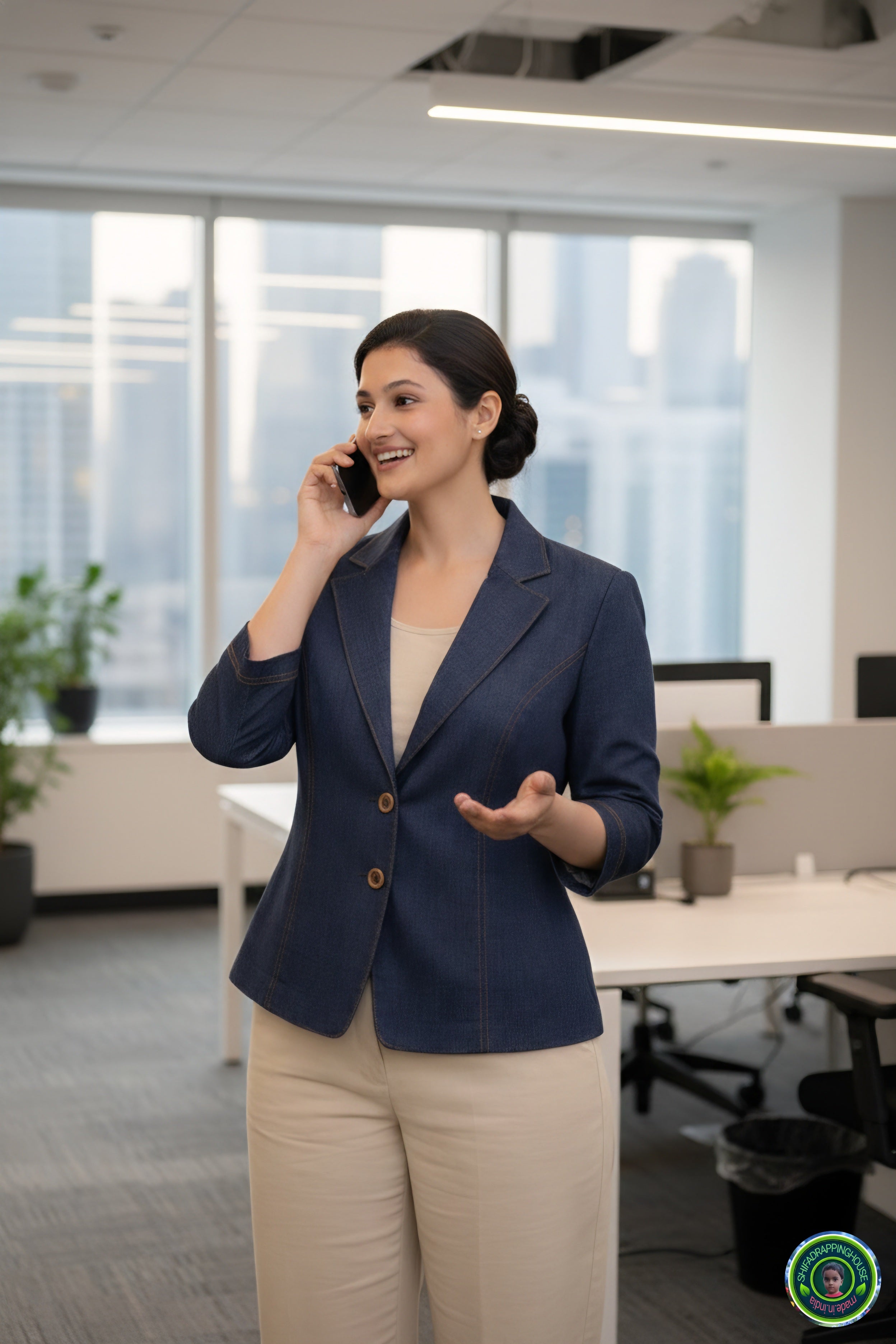 Royal Gold-Stitched Denim Jacket | Tailored Princes-Line