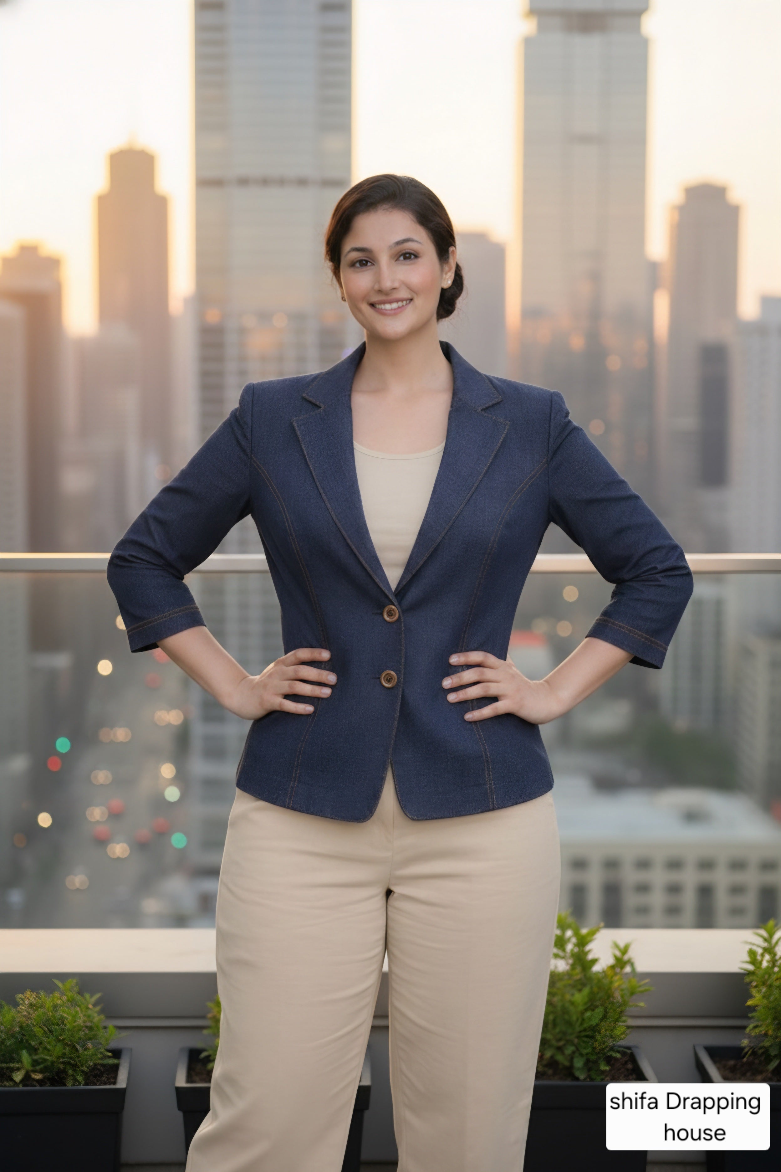 Royal Gold-Stitched Denim Jacket | Tailored Princes-Line