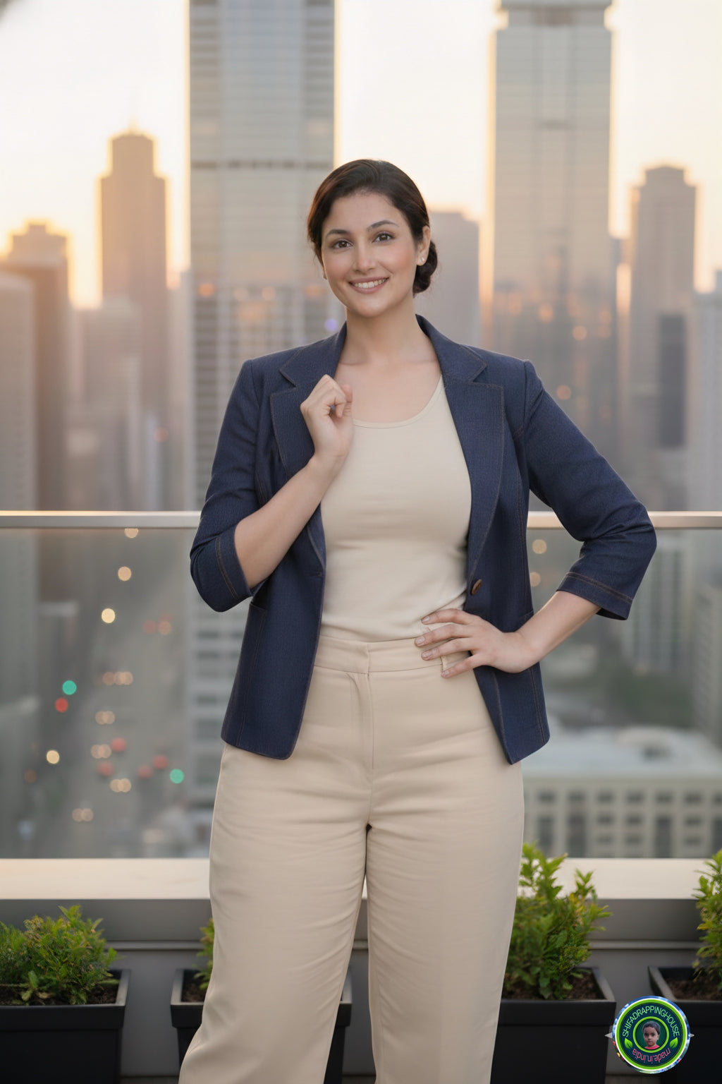 Royal Gold-Stitched Denim Jacket | Tailored Princes-Line