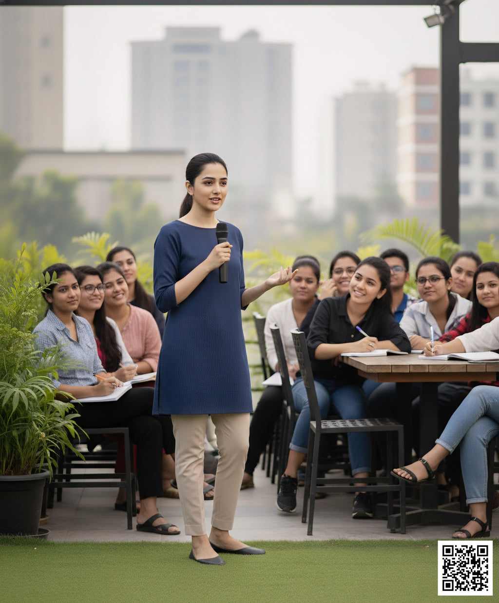 Chic Boat-Neck Denim Tunic Kurta – Contemporary Office & Daily Wear