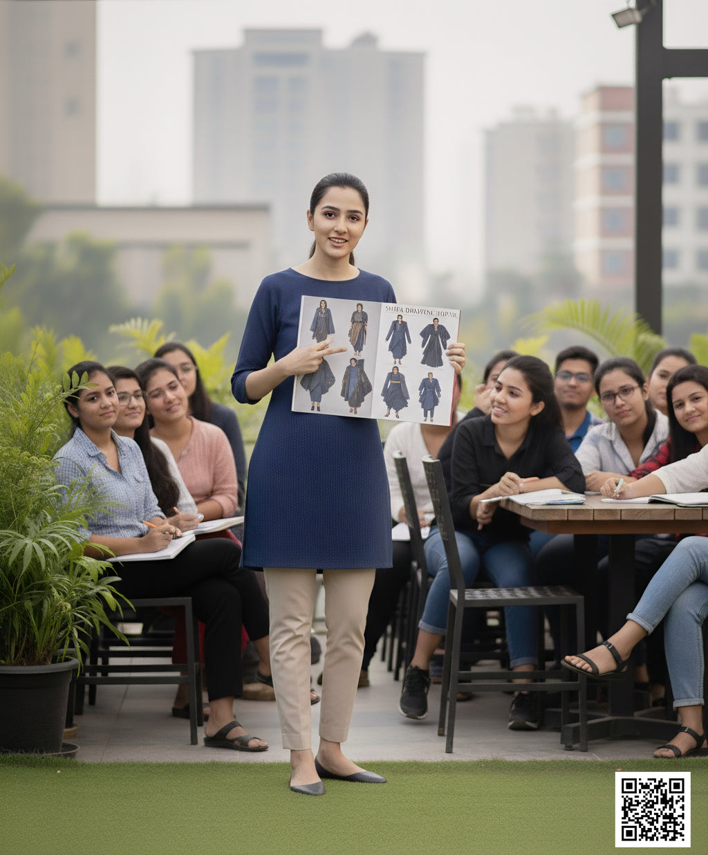 Chic Boat-Neck Denim Tunic Kurta – Contemporary Office & Daily Wear