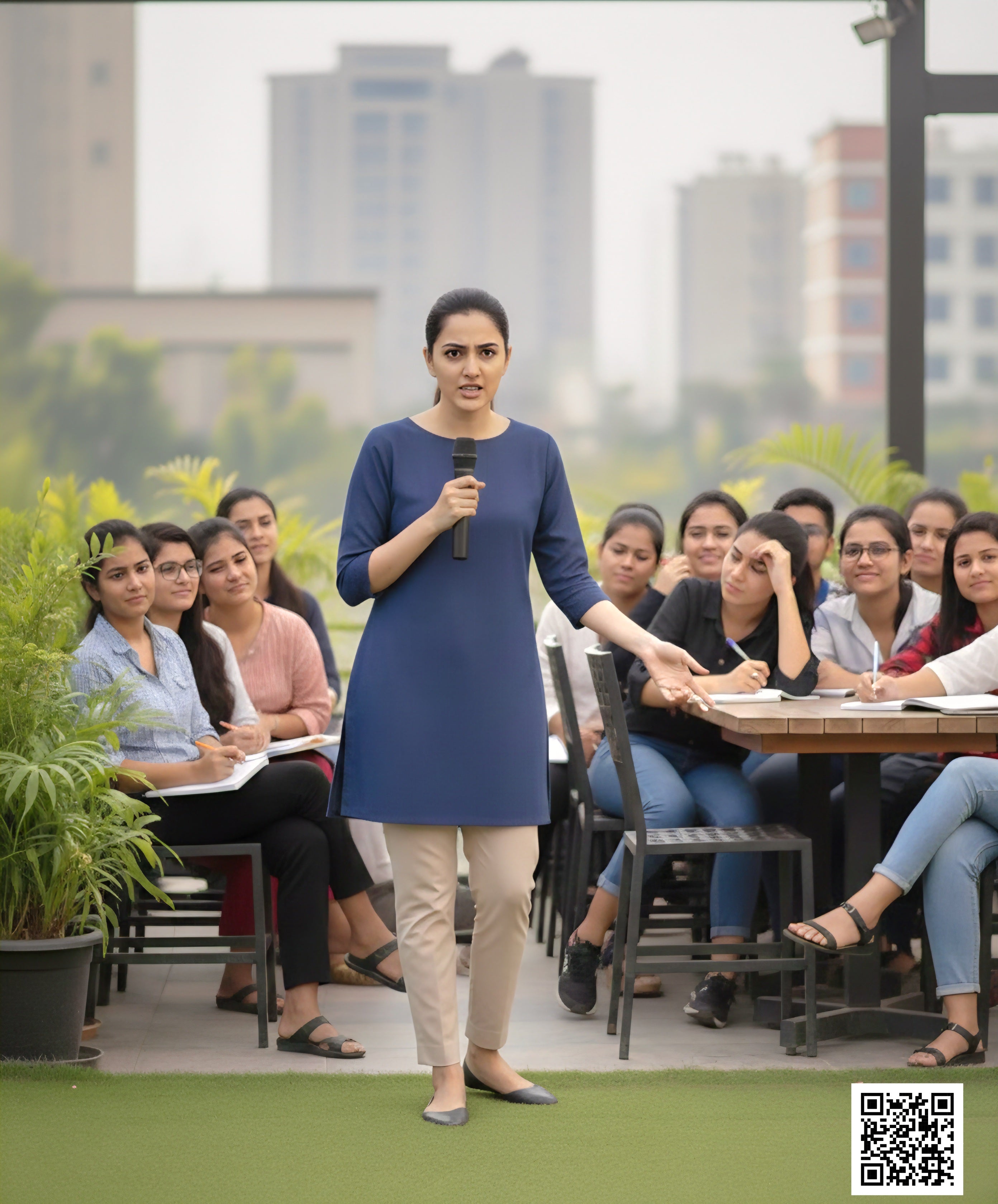 Chic Boat-Neck Denim Tunic Kurta – Contemporary Office & Daily Wear