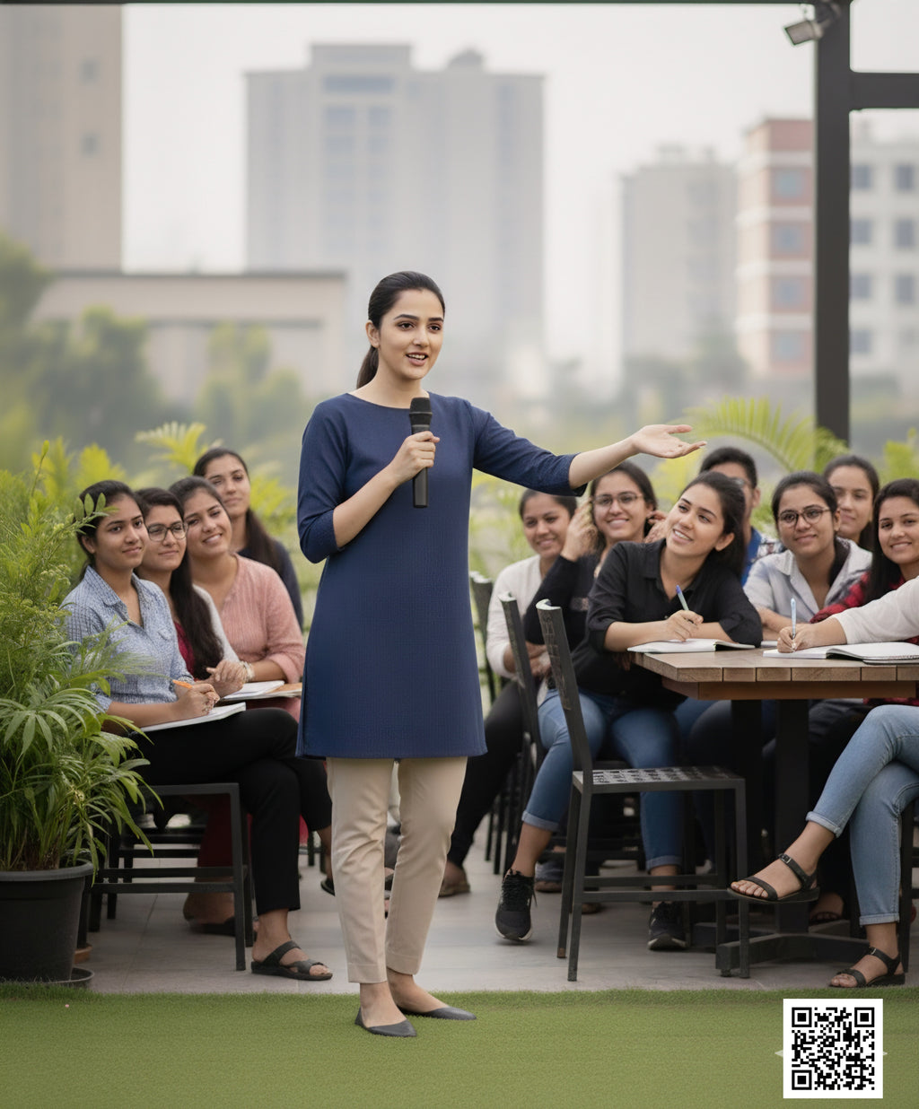 Chic Boat-Neck Denim Tunic Kurta – Contemporary Office & Daily Wear