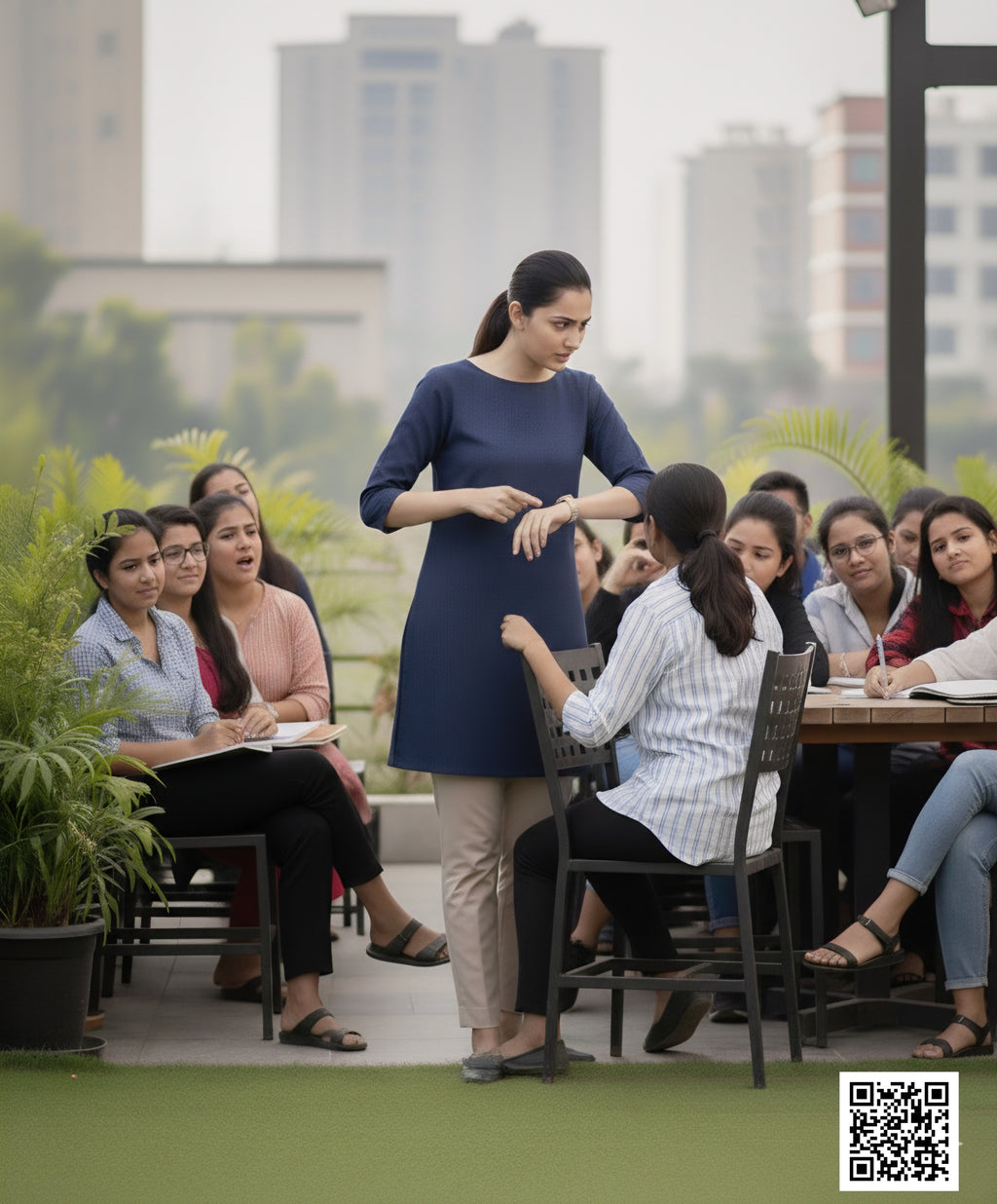 Chic Boat-Neck Denim Tunic Kurta – Contemporary Office & Daily Wear