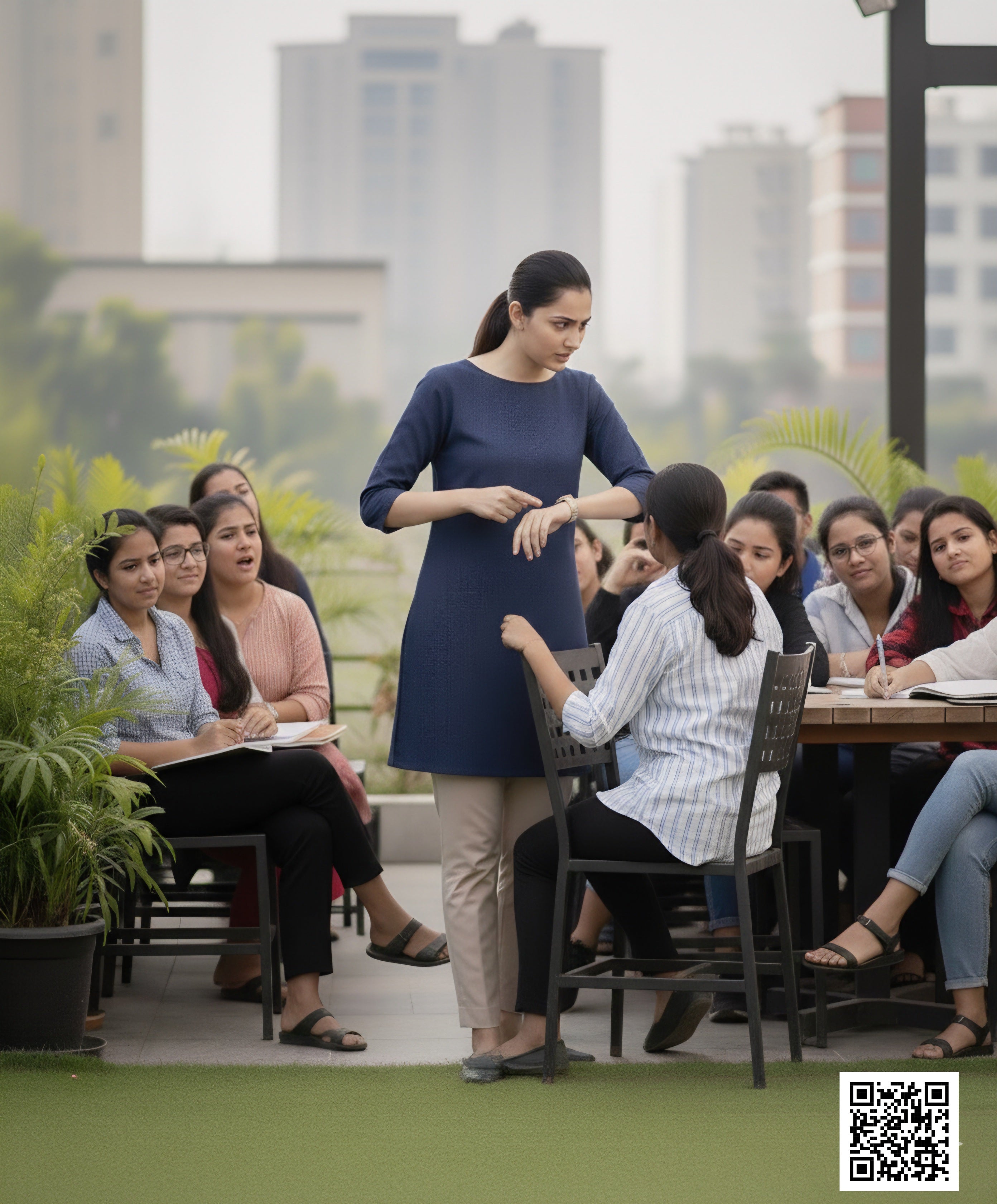 Chic Boat-Neck Denim Tunic Kurta – Contemporary Office & Daily Wear