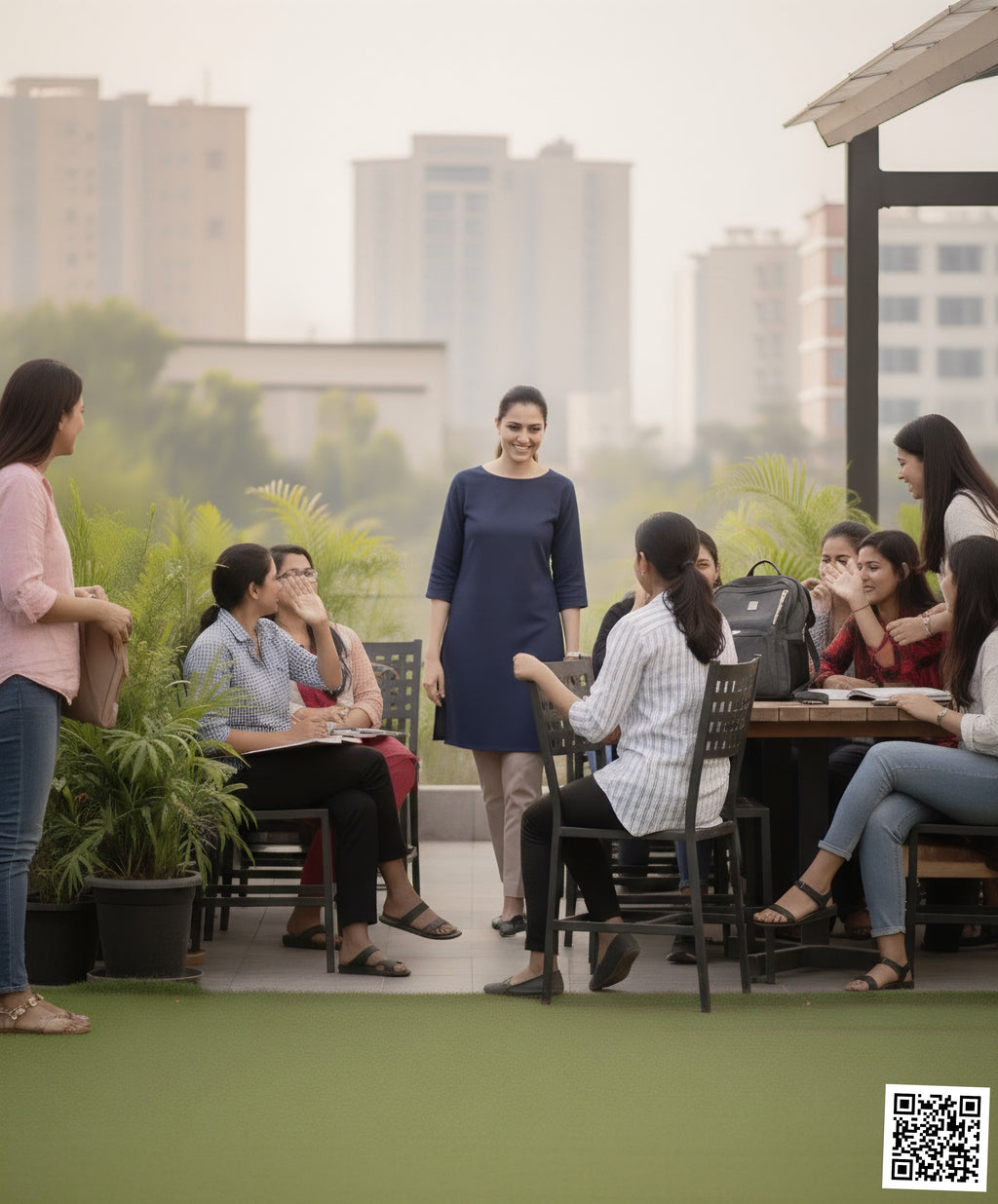 Chic Boat-Neck Denim Tunic Kurta – Contemporary Office & Daily Wear