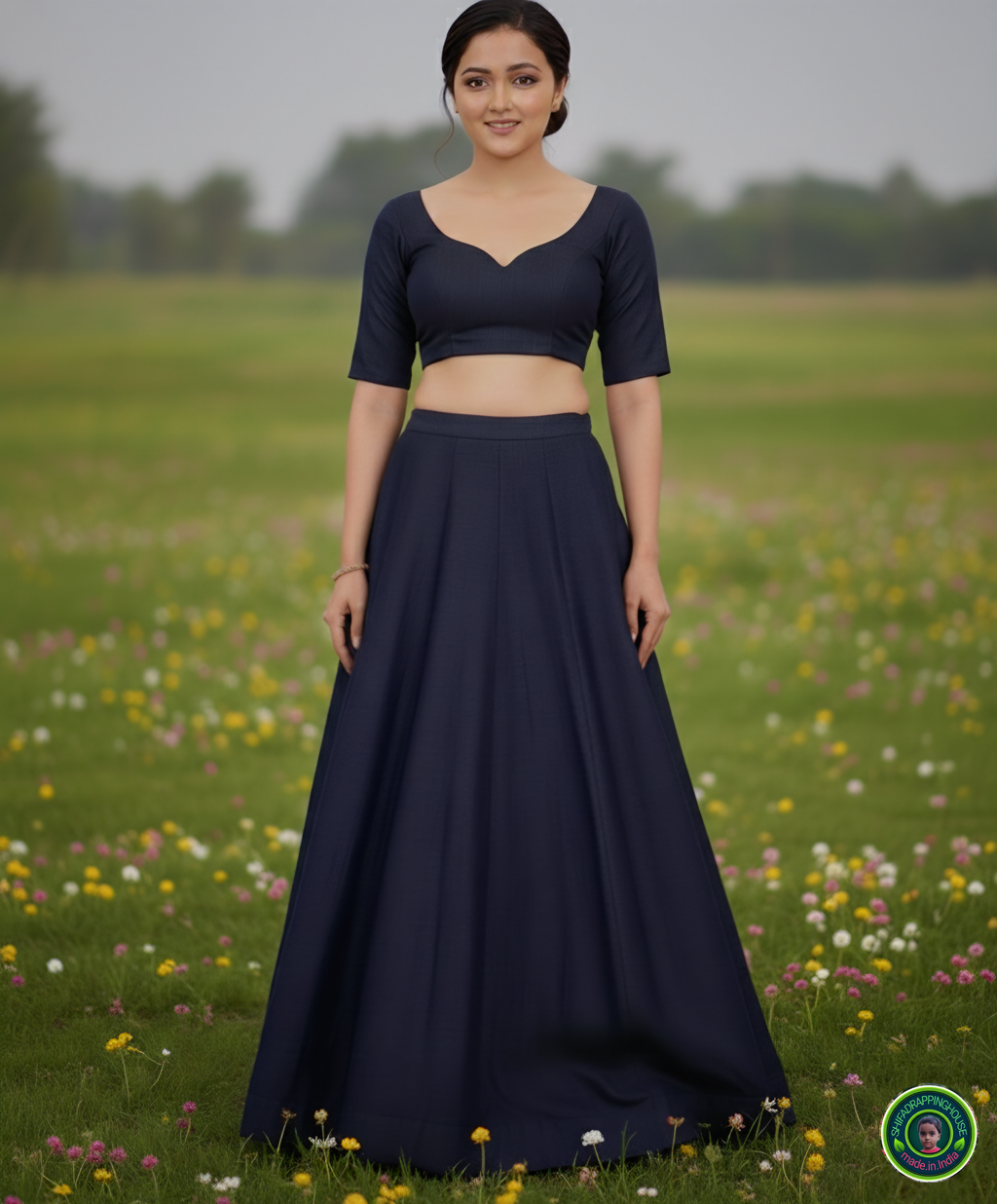 Signature Indo-Western Soft Denim Lehenga Set – The "Minimalist Challenge" Edition