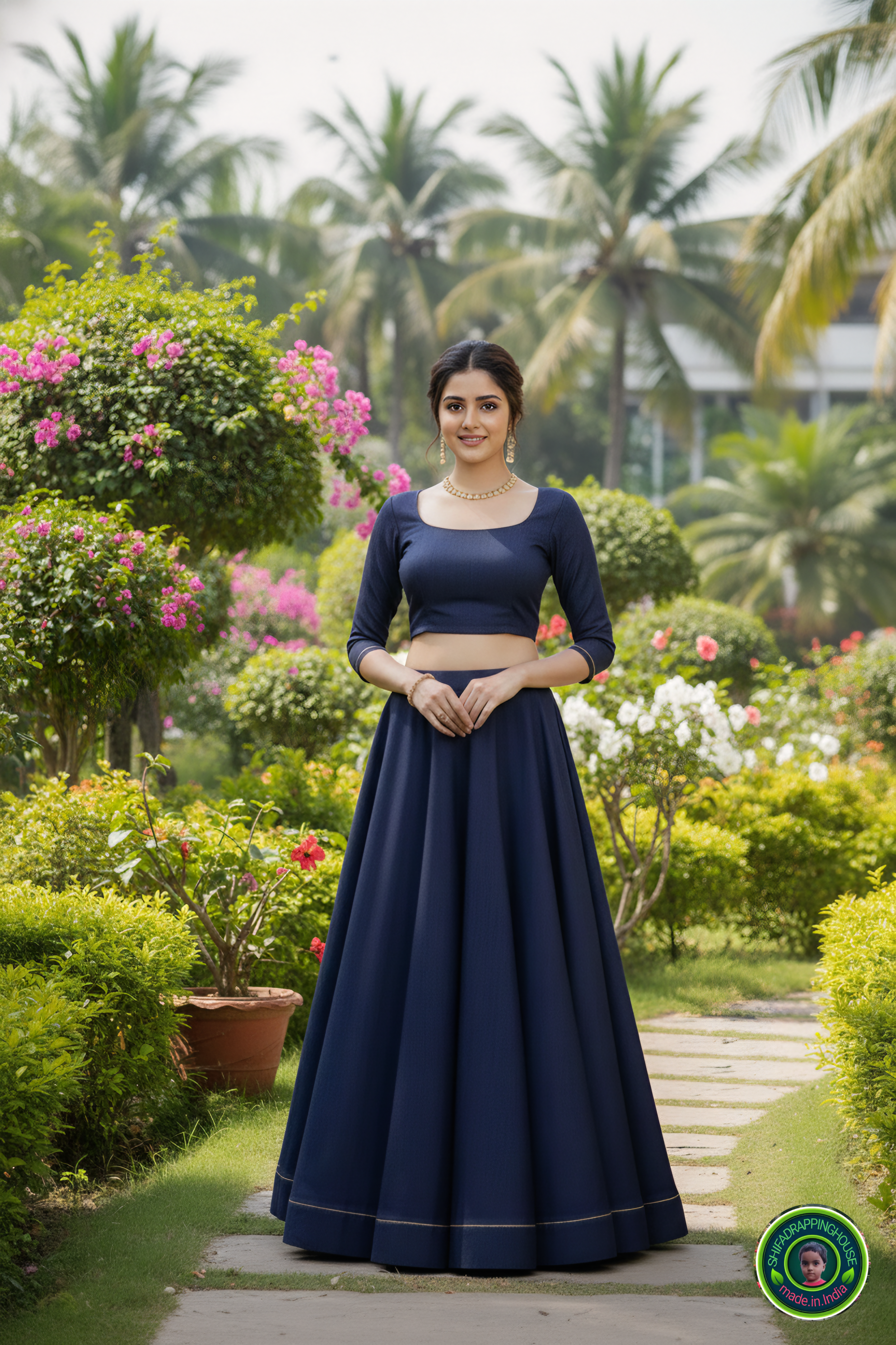 Architectural Soft Denim Indo-Western Lehenga Set – The "No-Embroidery" Challenge Edition