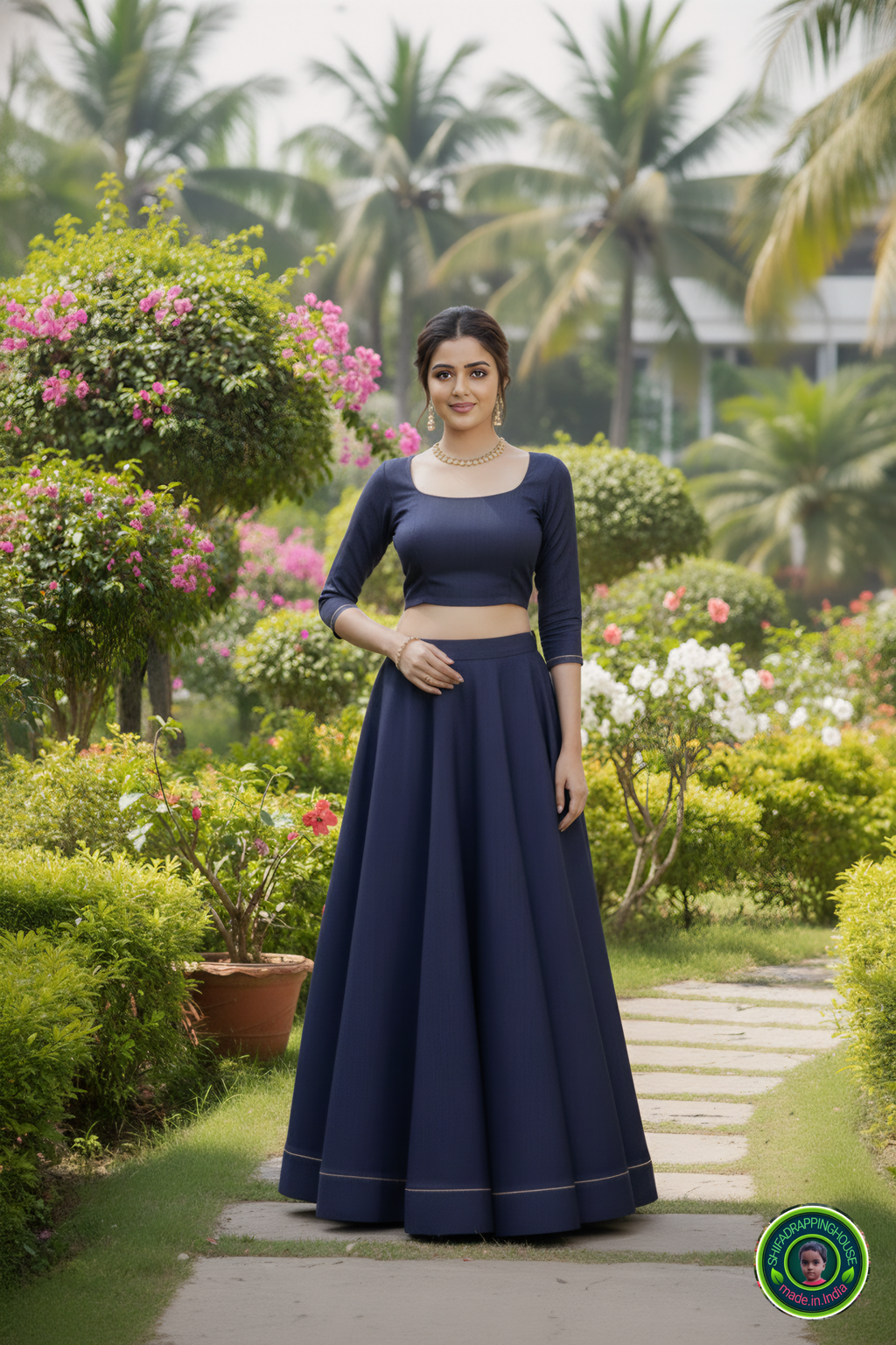 Architectural Soft Denim Indo-Western Lehenga Set – The "No-Embroidery" Challenge Edition