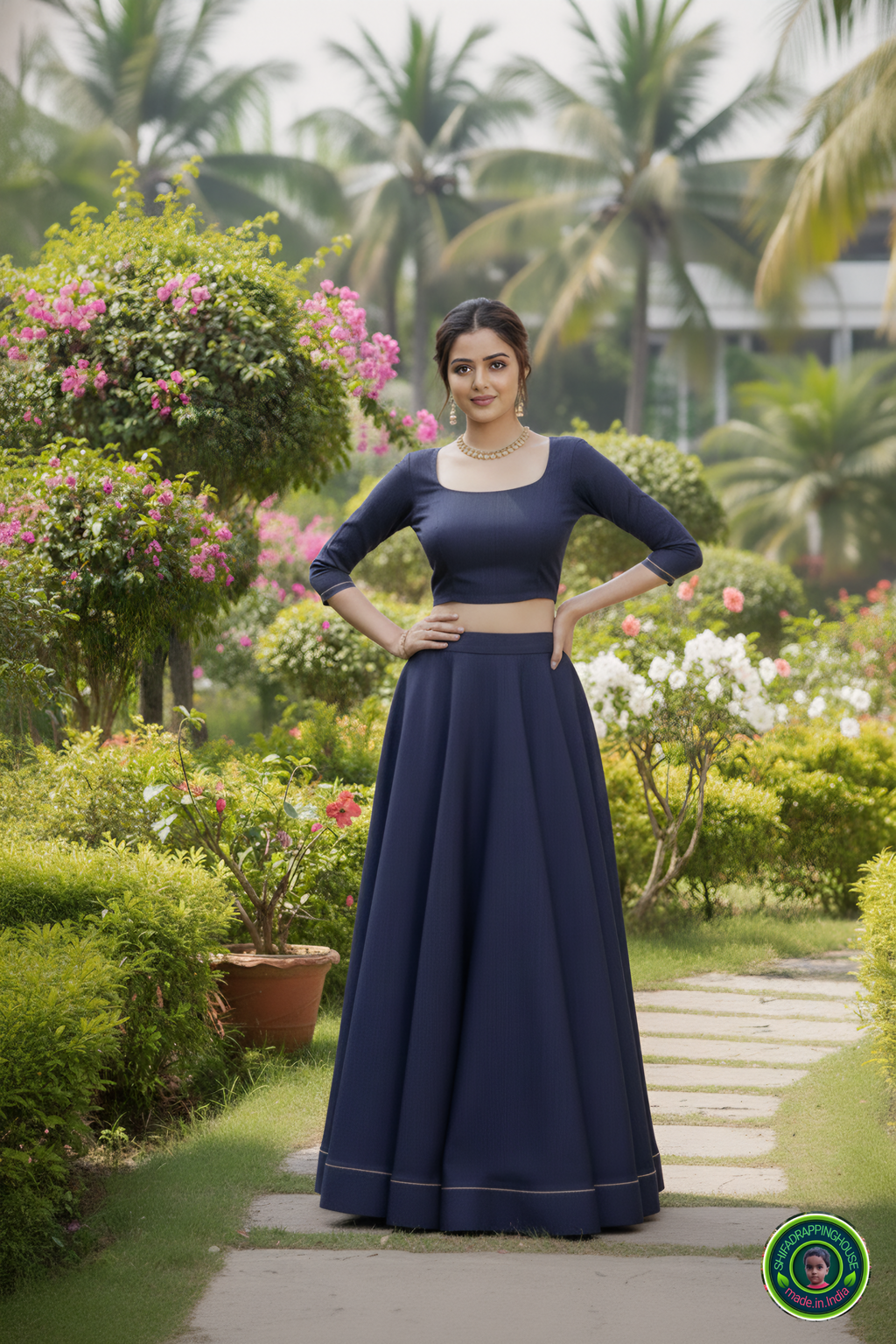 Architectural Soft Denim Indo-Western Lehenga Set – The "No-Embroidery" Challenge Edition