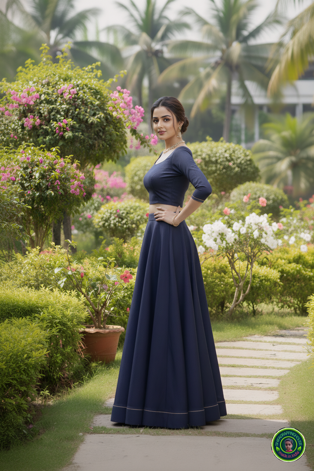 Architectural Soft Denim Indo-Western Lehenga Set – The "No-Embroidery" Challenge Edition