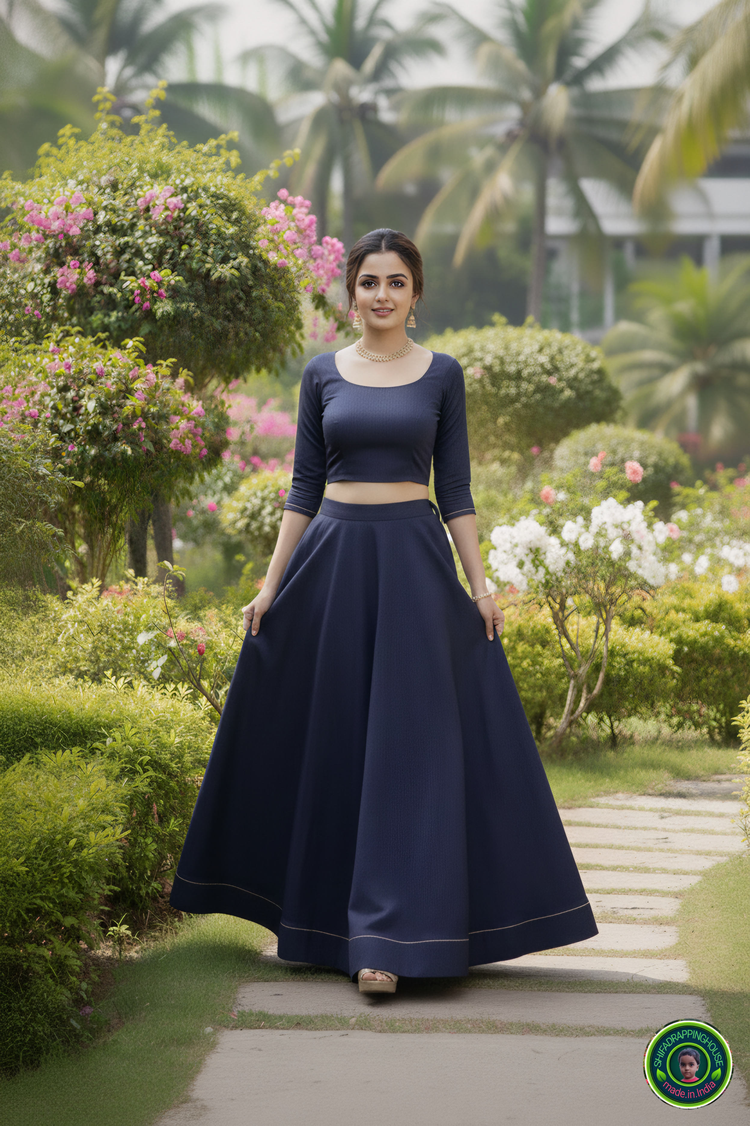 Architectural Soft Denim Indo-Western Lehenga Set – The "No-Embroidery" Challenge Edition