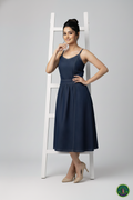 Shifa Drapping House: Princess Cut Denim Dress with Center Gather Detail